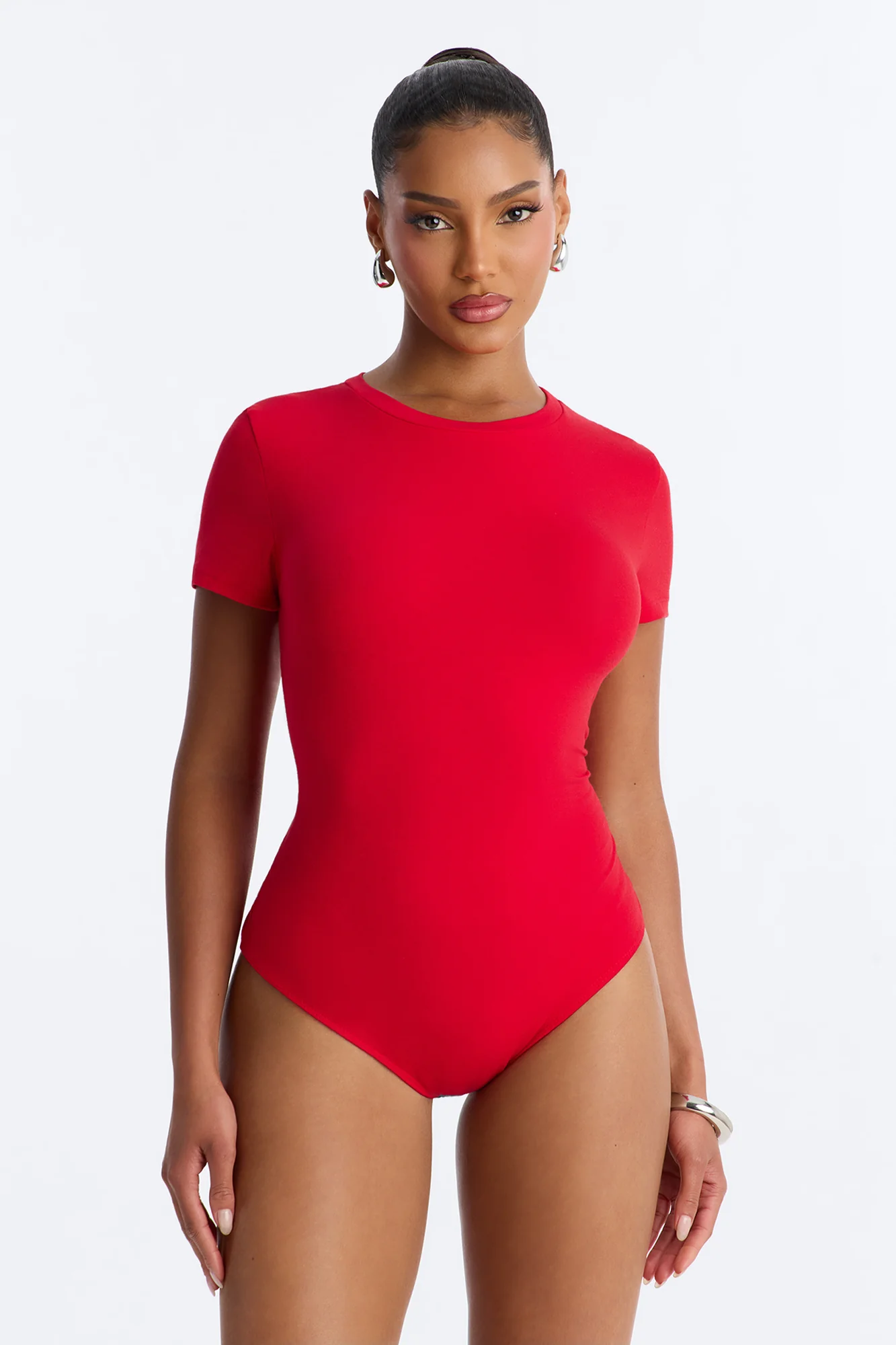 Cambria Short Sleeve Bodysuit - DarkRed
