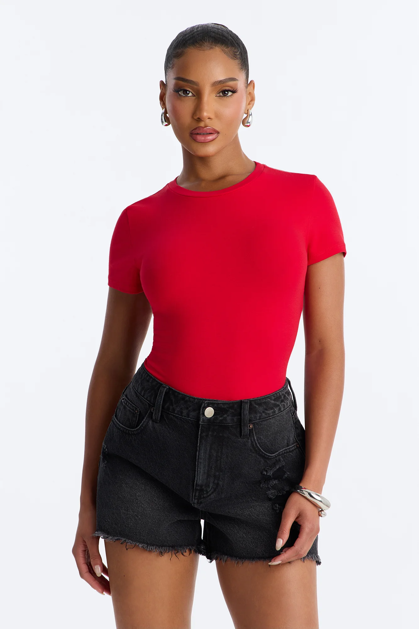 Cambria Short Sleeve Bodysuit - DarkRed - Image 3