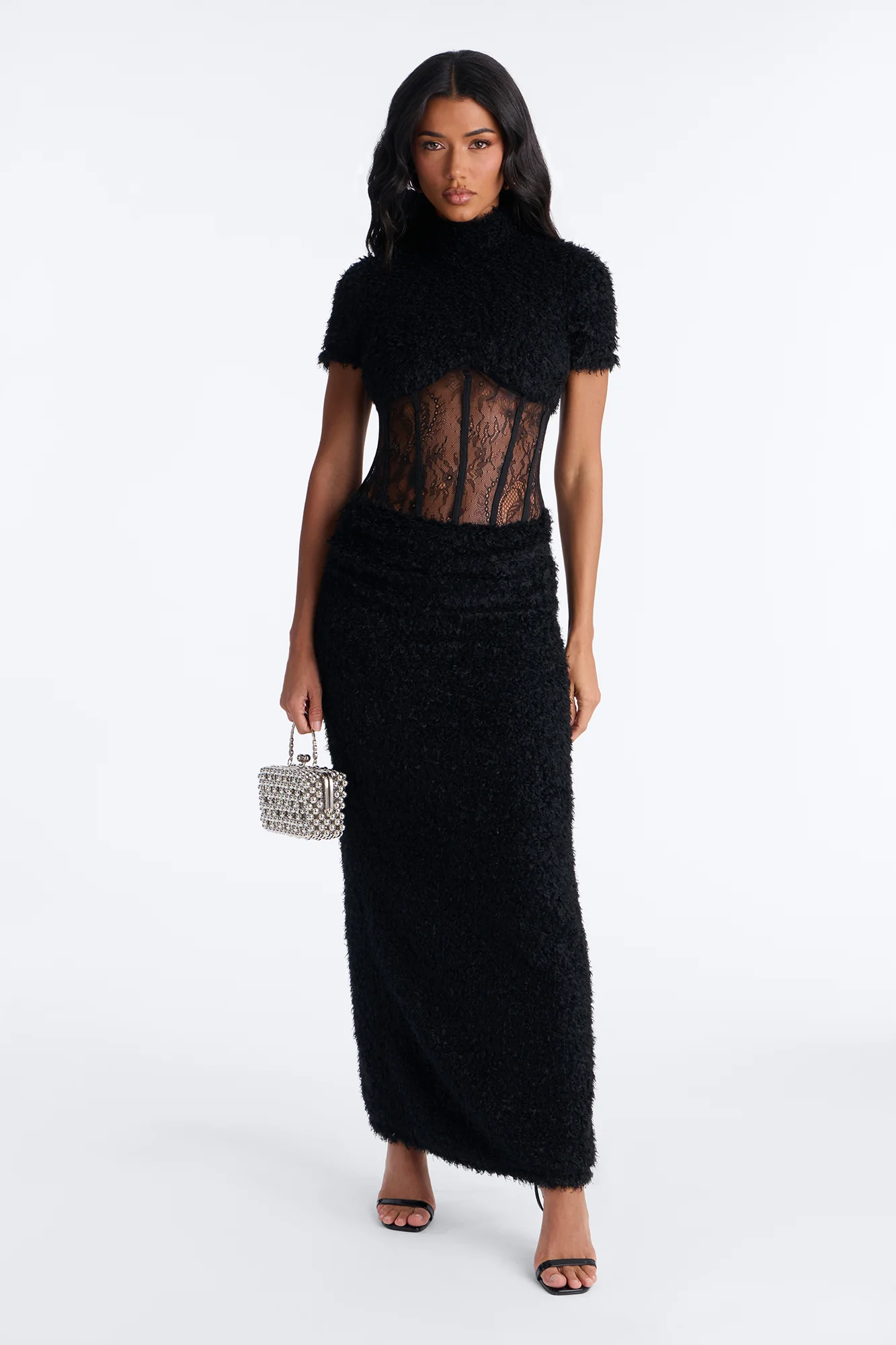 Camera Ready Sherpa Maxi Dress - Black