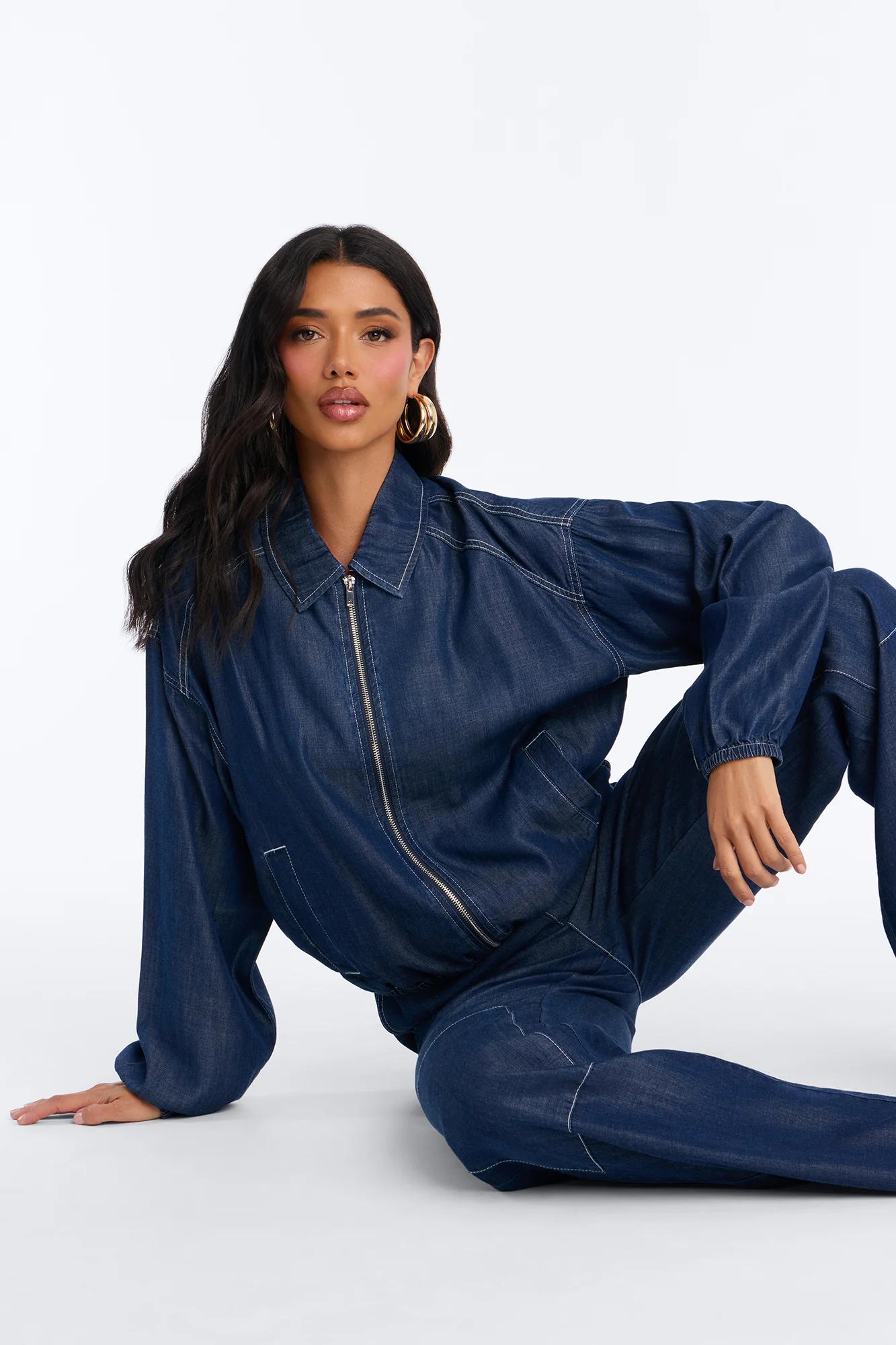 Cameron Chambray Denim Pant Set - Dark Denim - Image 3