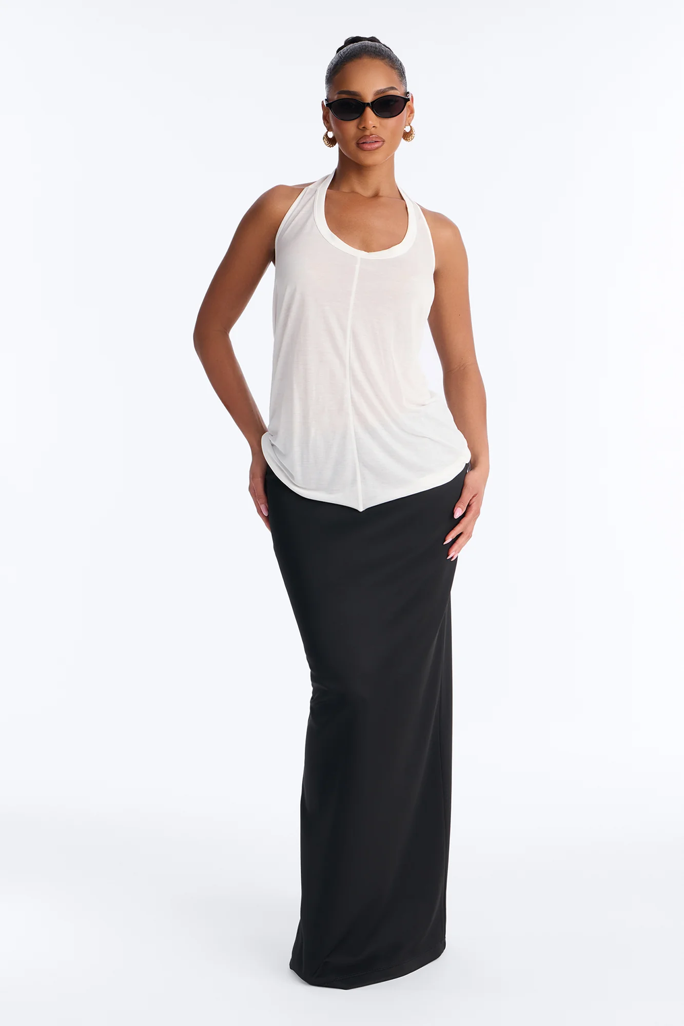 Cameron Sheer Scoop Neck Halter Top - White - Image 2