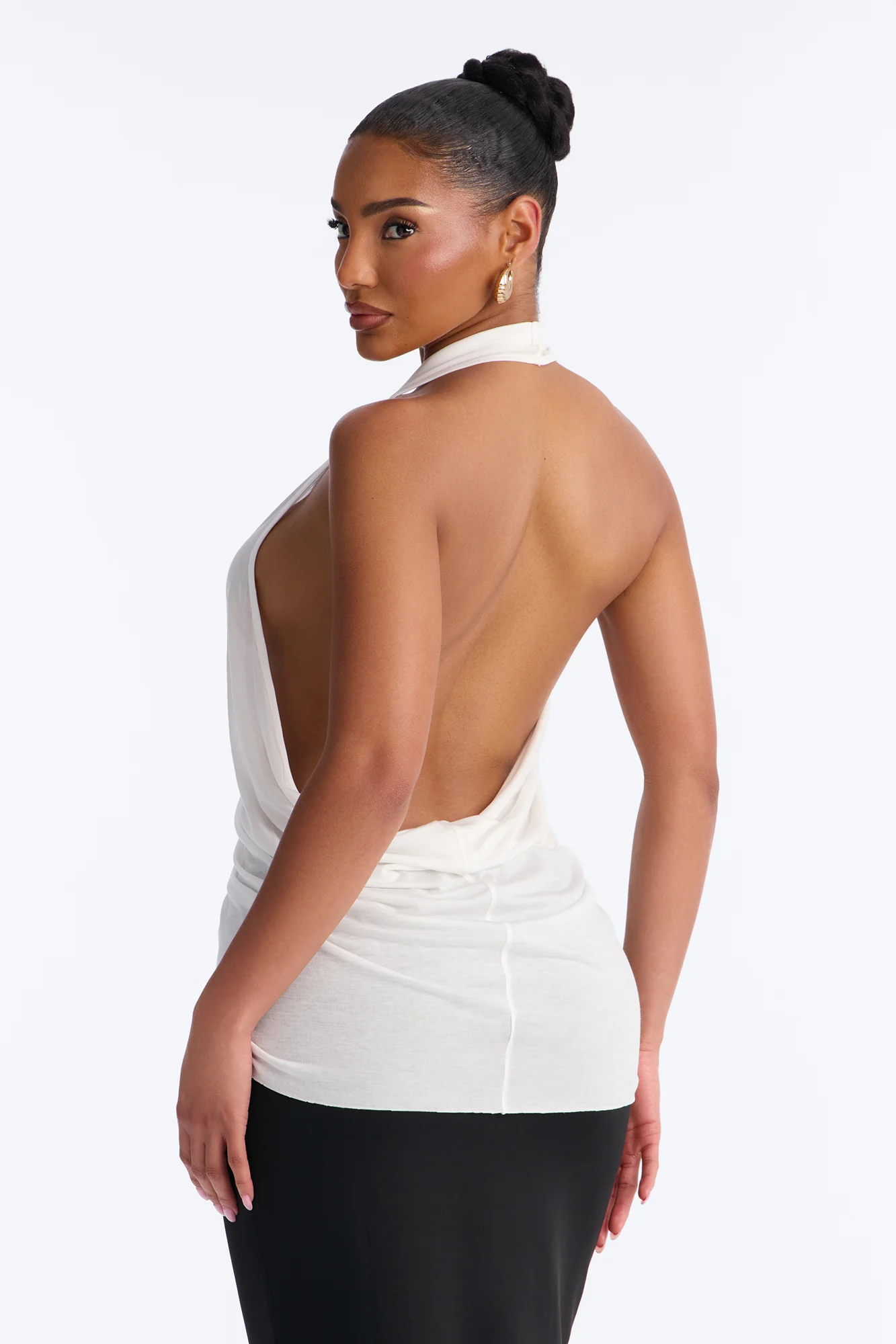 Cameron Sheer Scoop Neck Halter Top - White - Image 3