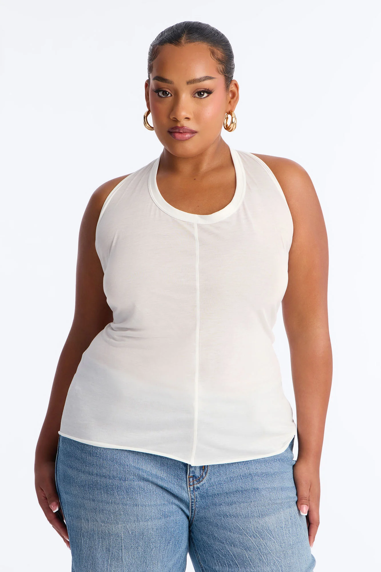 Cameron Sheer Scoop Neck Halter Top - White - Image 4