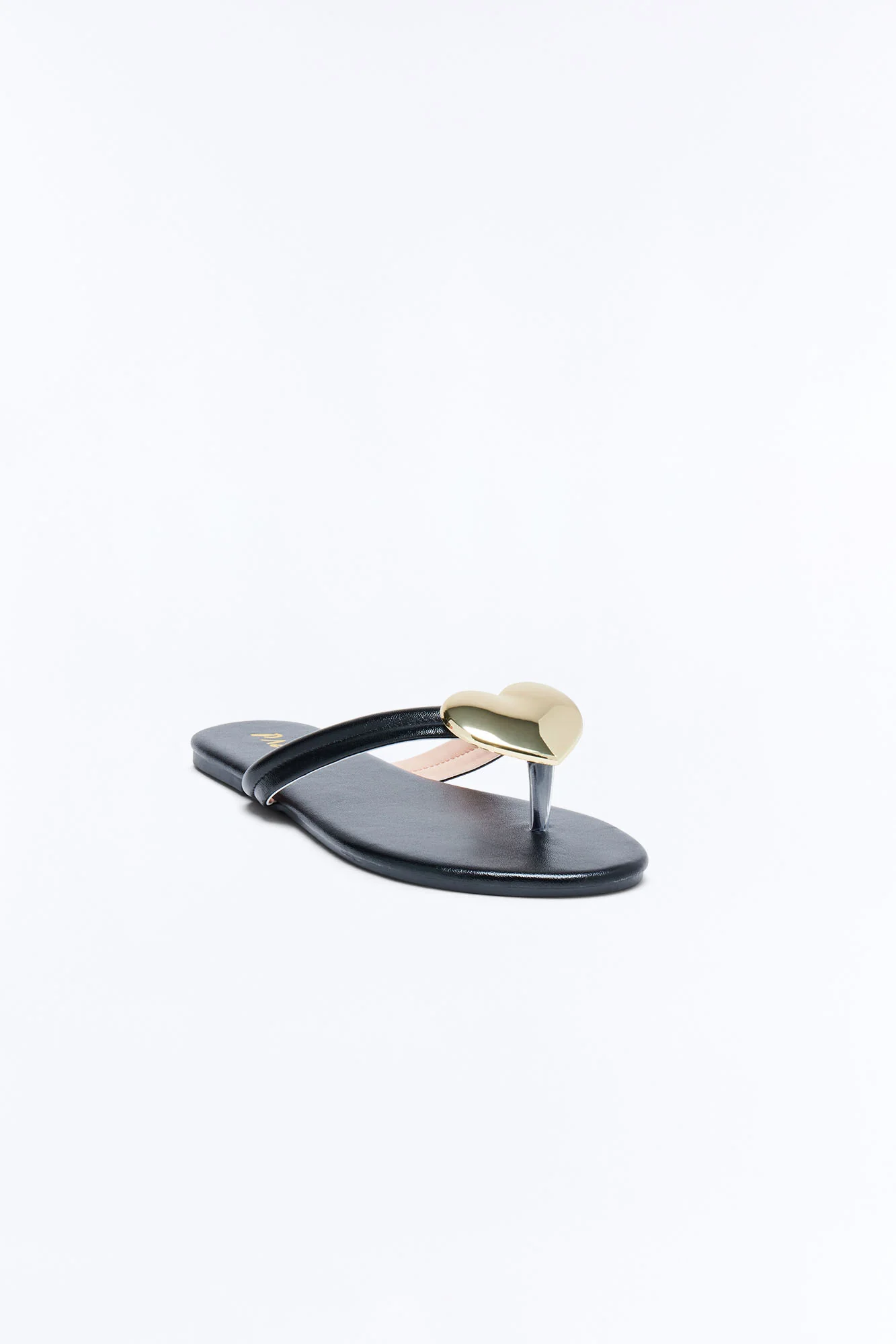 Camia Heart Flip Flops - Black - Image 2