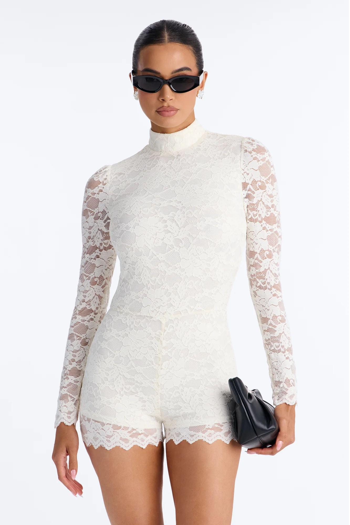 Camila Lace Micro Romper - Ivory