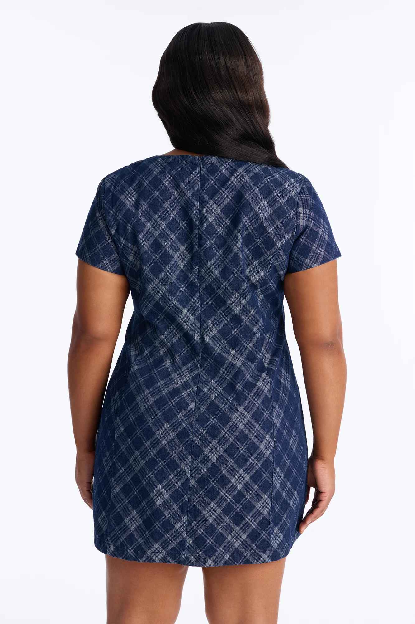 Camila Plaid Denim Mini Dress - Denim - Image 6