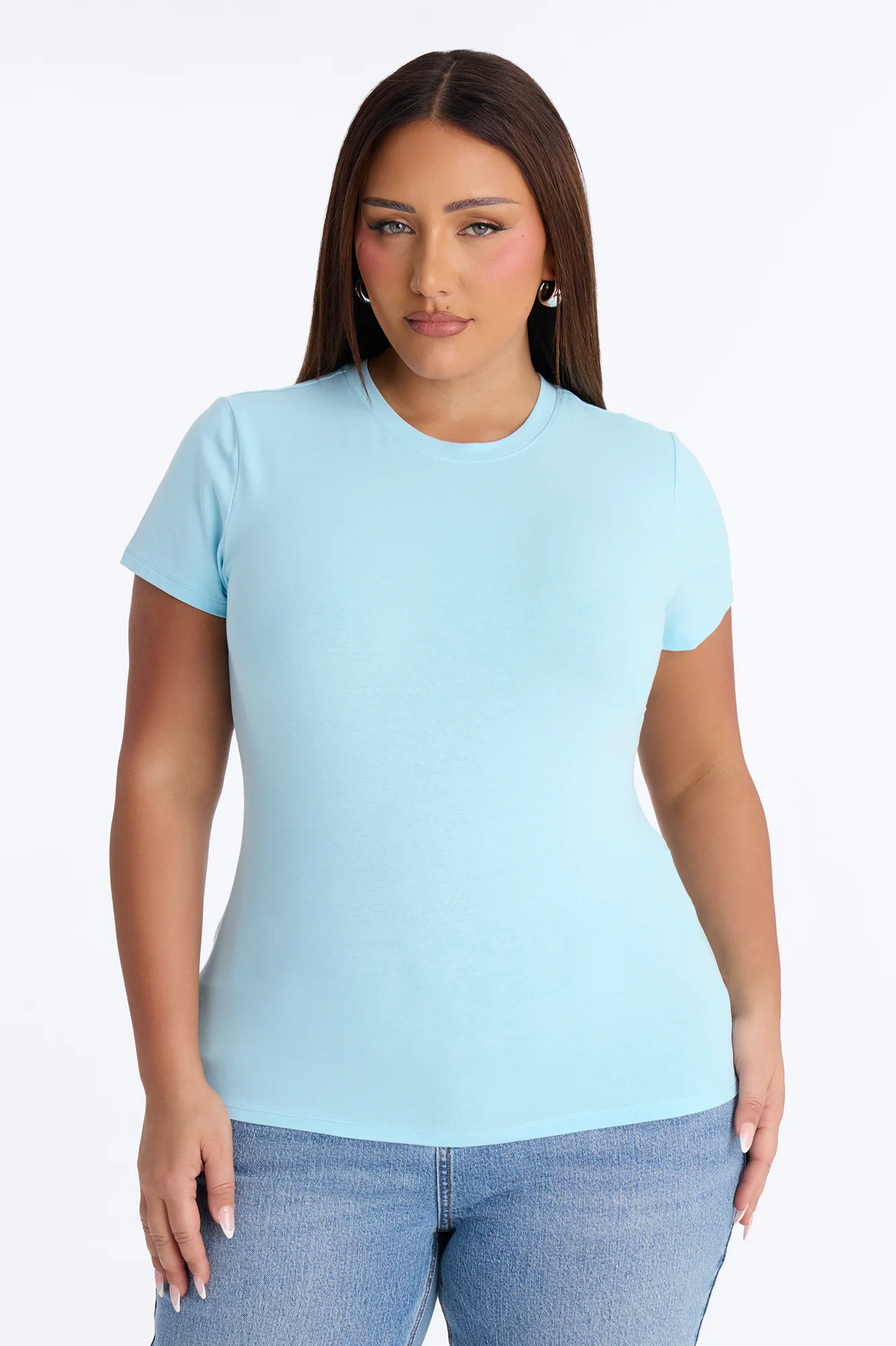 Camilla Classic Fit Crew Neck Tee - Light Blue - Image 5