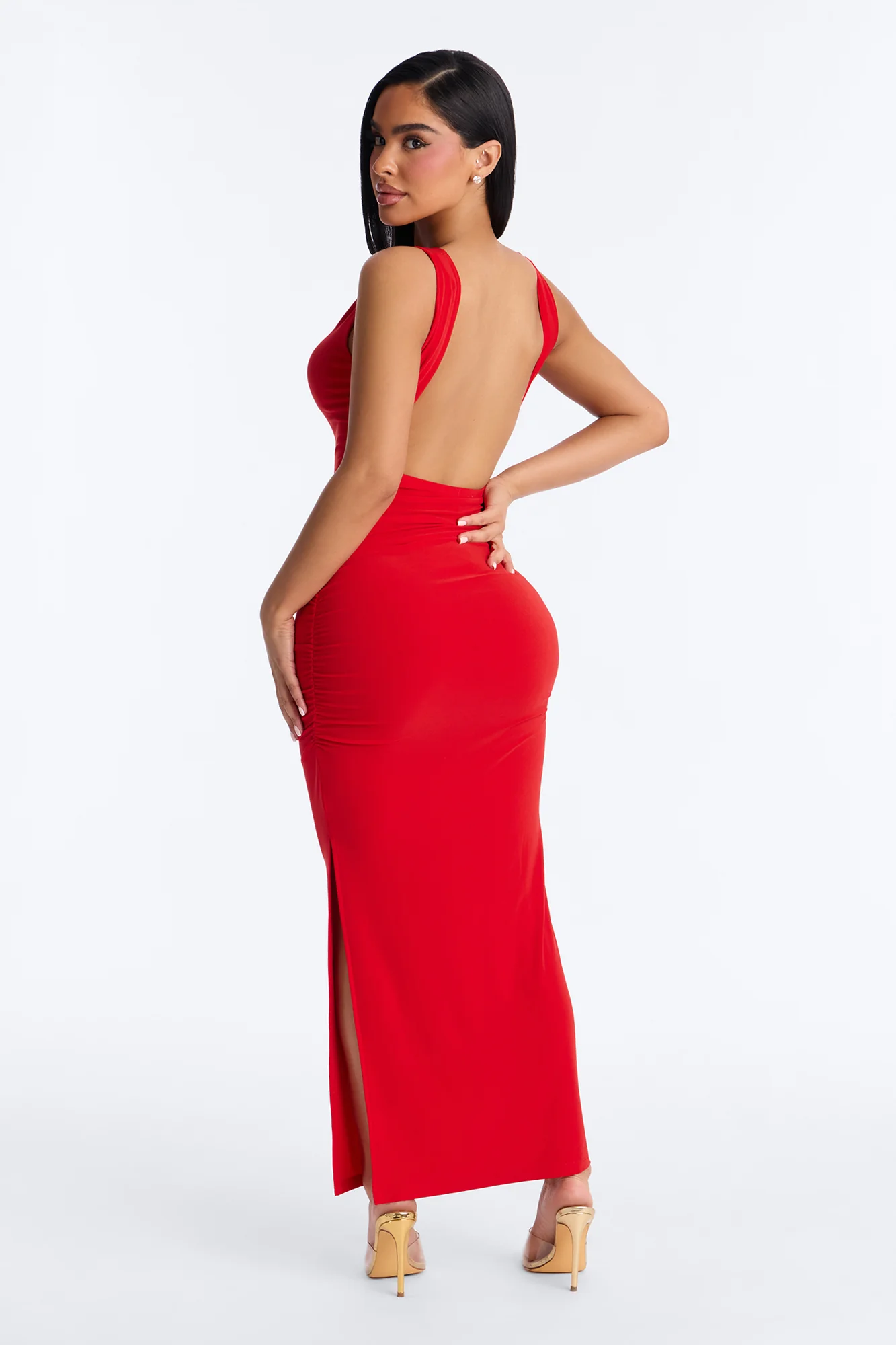 Camryn Backless Maxi Dress - Red - Image 4
