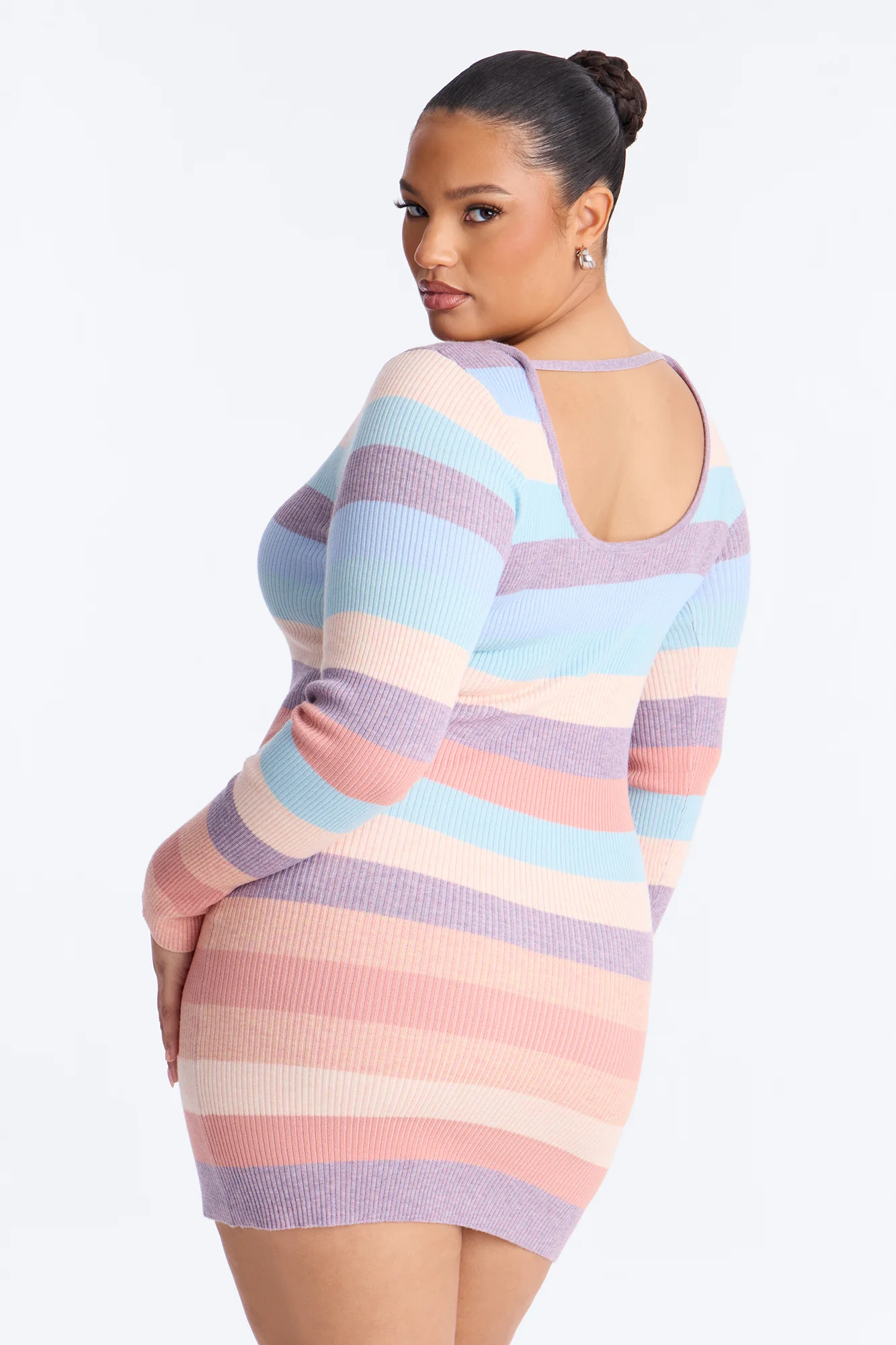 Camryn Long Sleeve Knit Mini Dress - Multi Color - Image 6