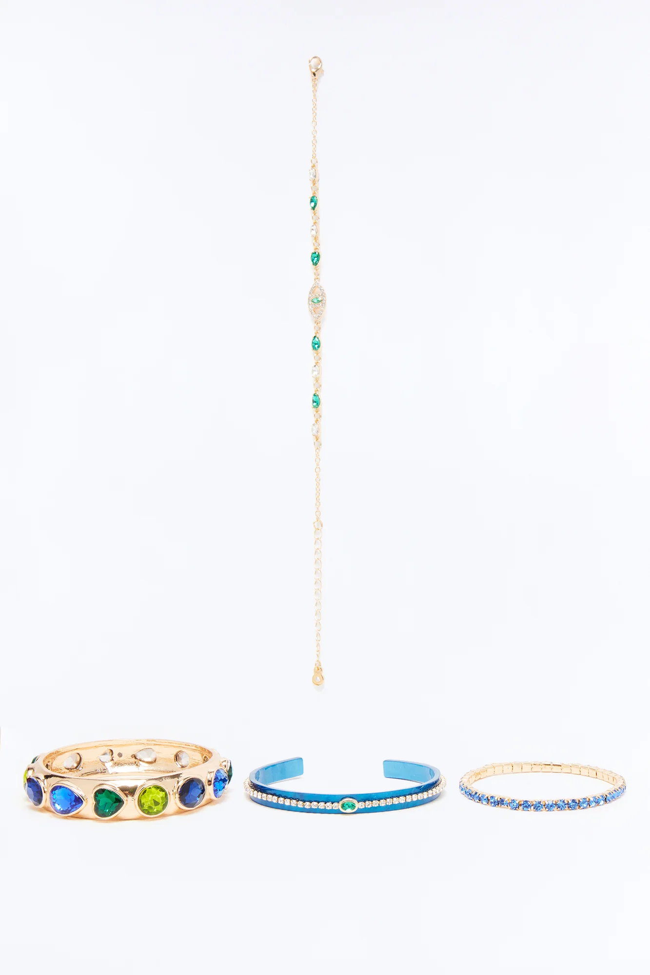 Cancun Crest 4 Piece Multi Bracelet Set - Gold/Blue - Image 3
