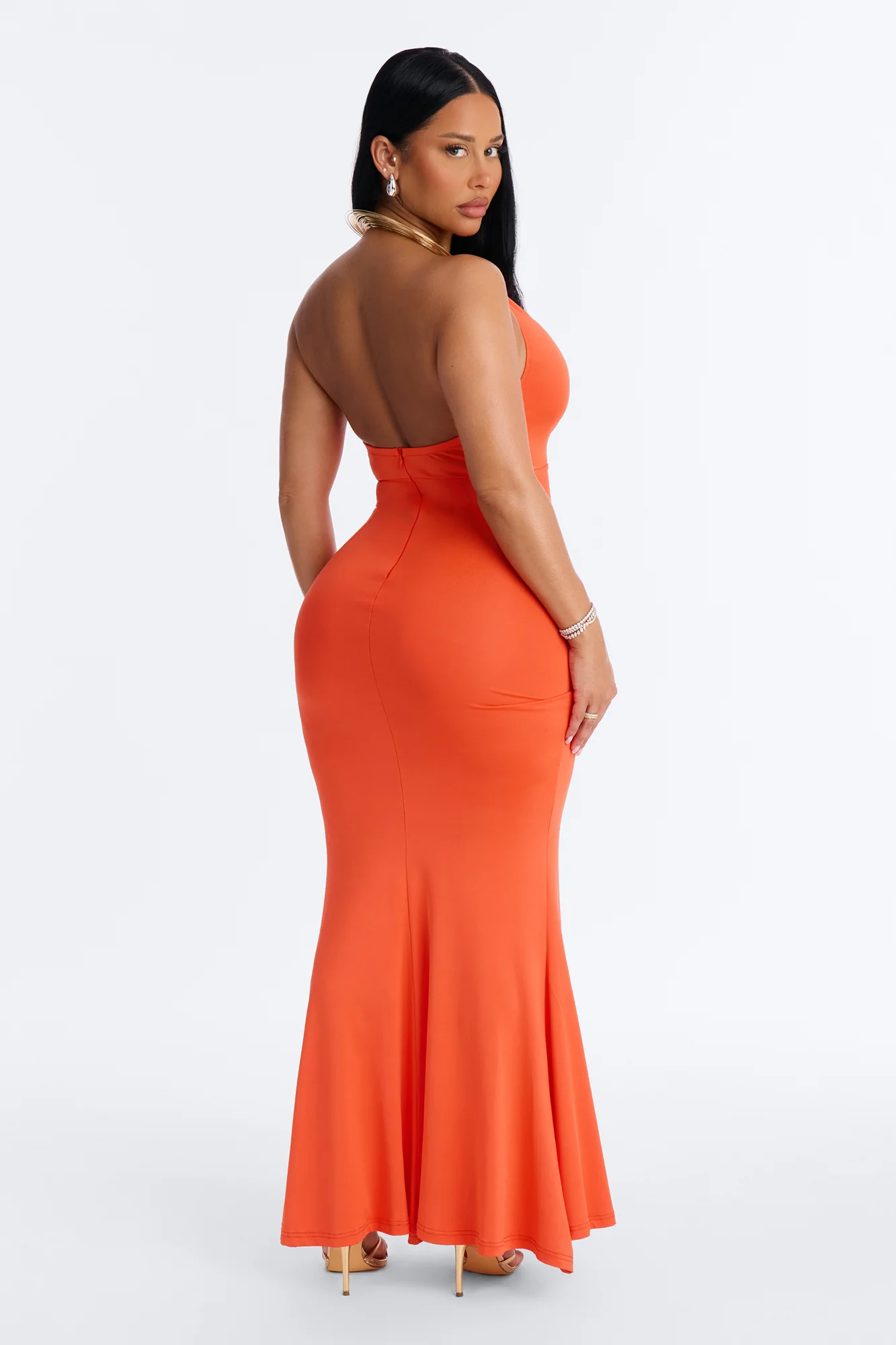 Cancun Vibing Deep V Maxi Dress - Orange - Image 3