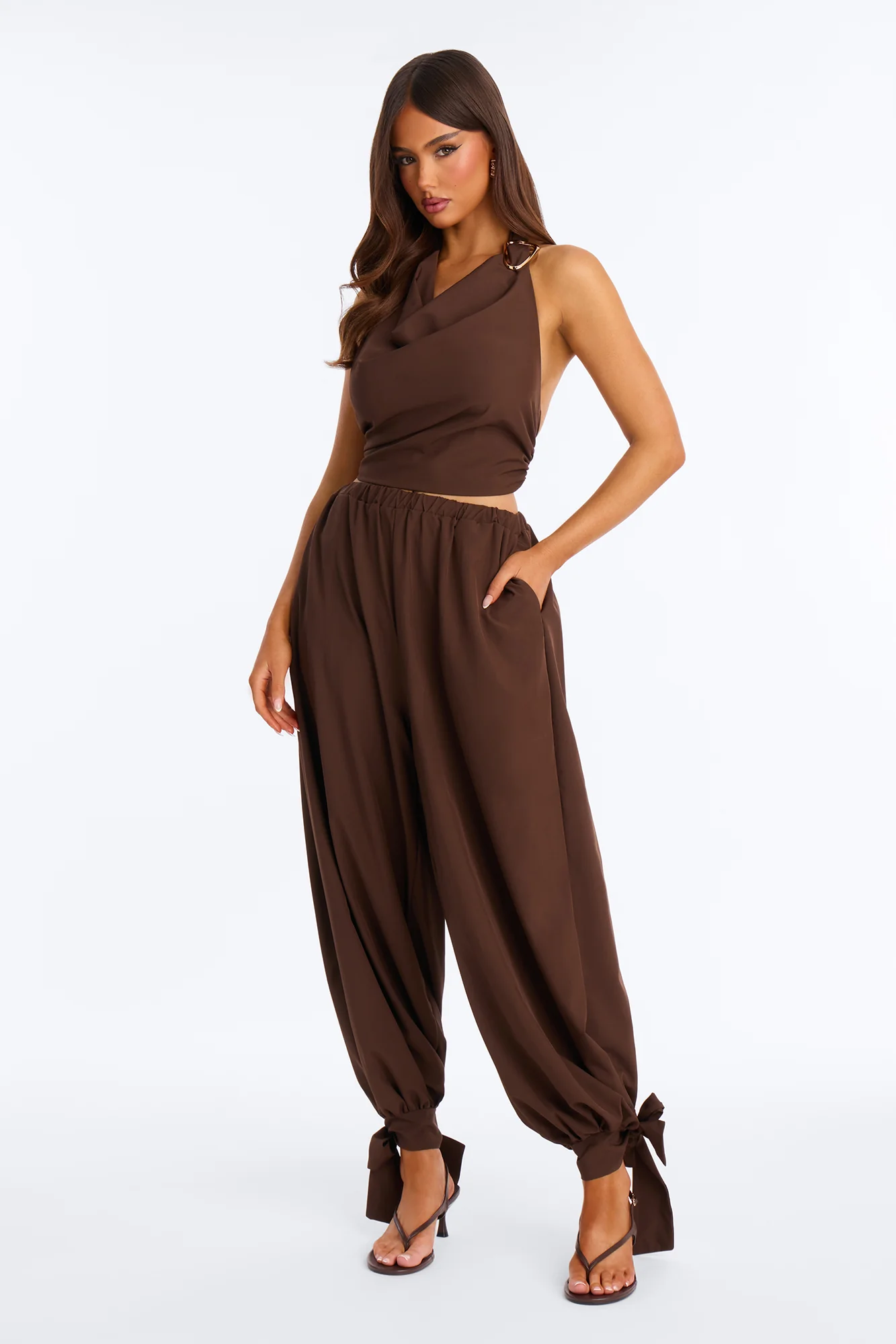 Candace Halter Pant Set - Brown
