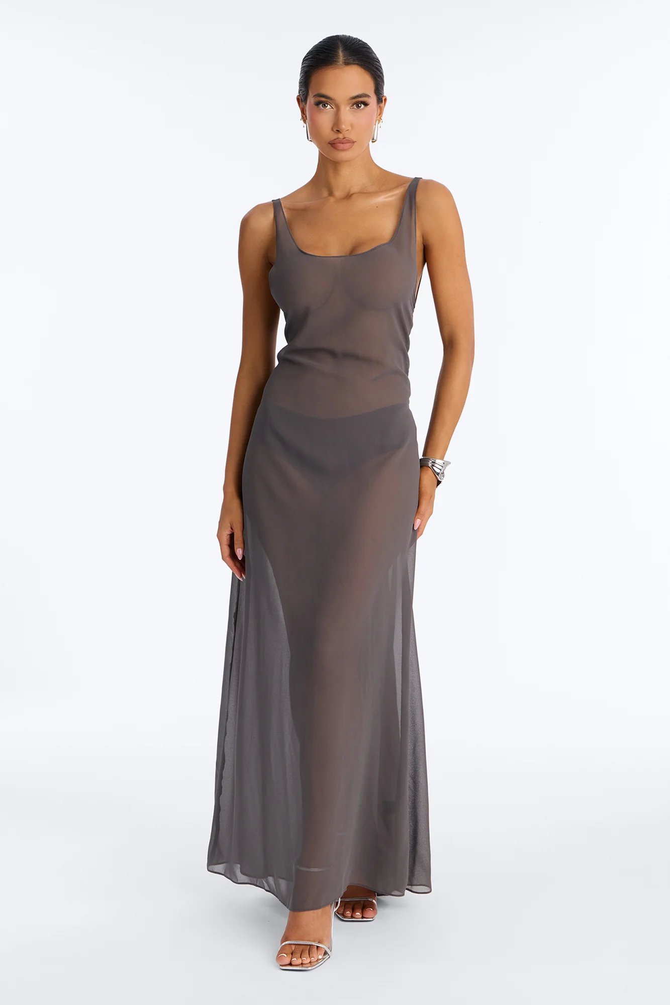 Can't Be Replaced Chiffon Maxi Dress - DarkGrey