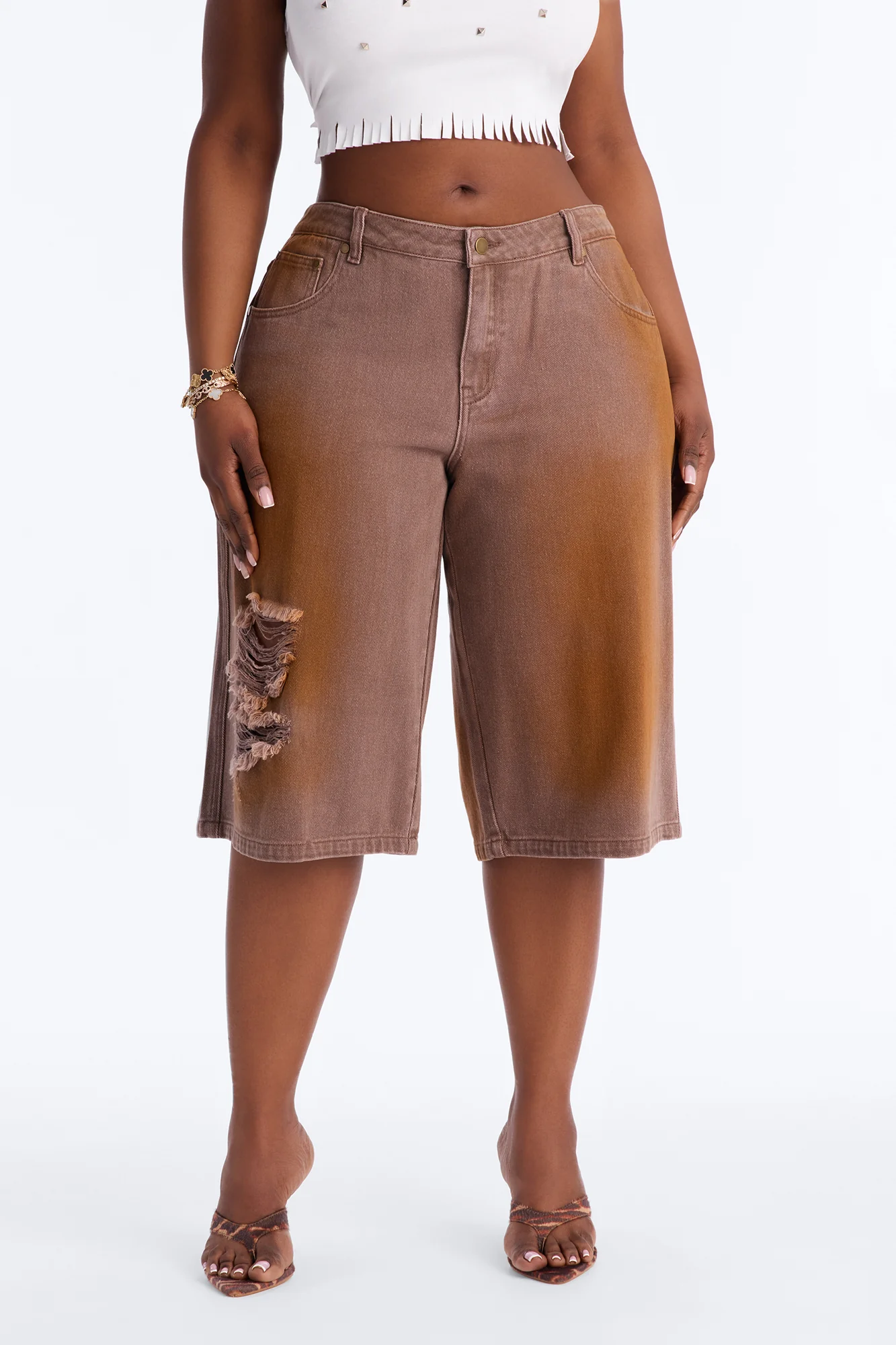 Can't Be Saved Washed Twill Bermuda Short - Brown - Image 5