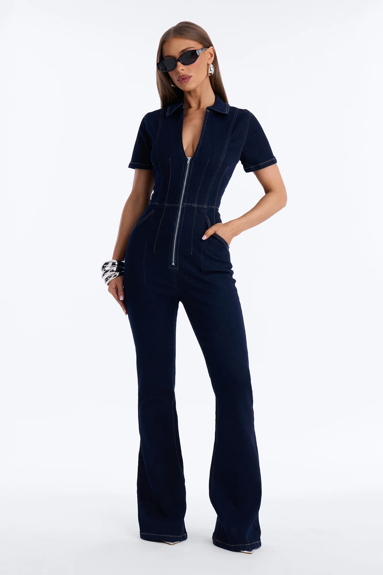 Can't Be Tamed Denim Jumpsuit - Dark Wash