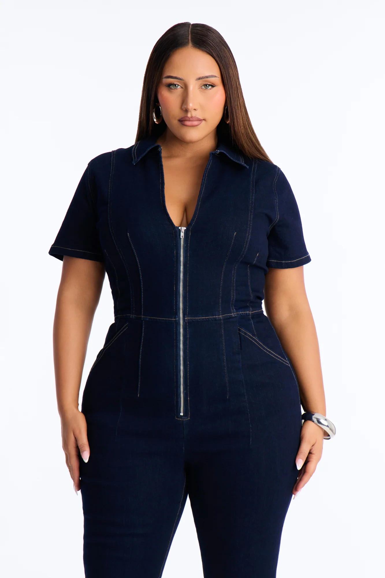 Can't Be Tamed Denim Jumpsuit - Dark Wash - Image 6