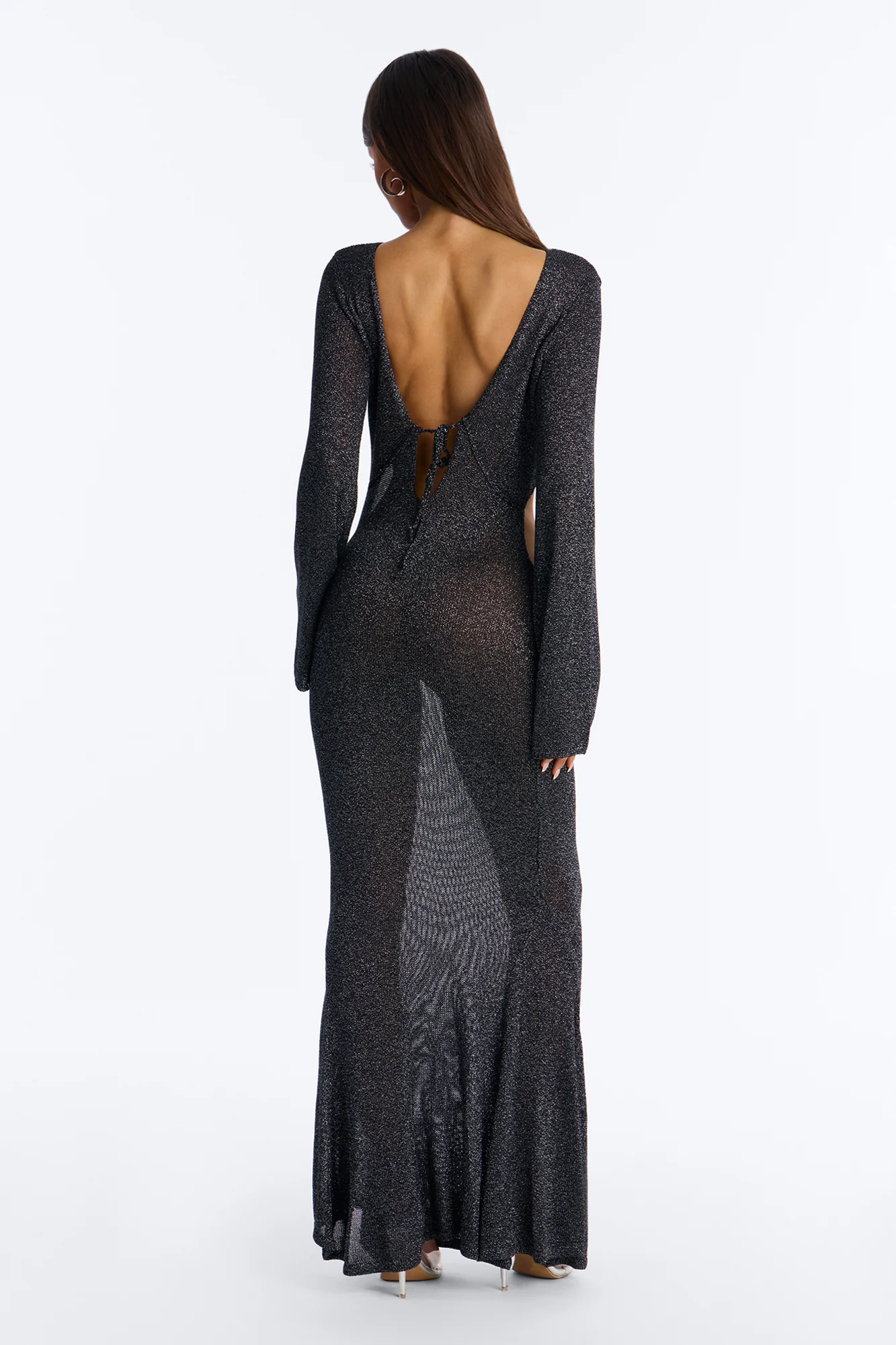 Can't Help It Metallic Knit Maxi Dress - Black - Image 4