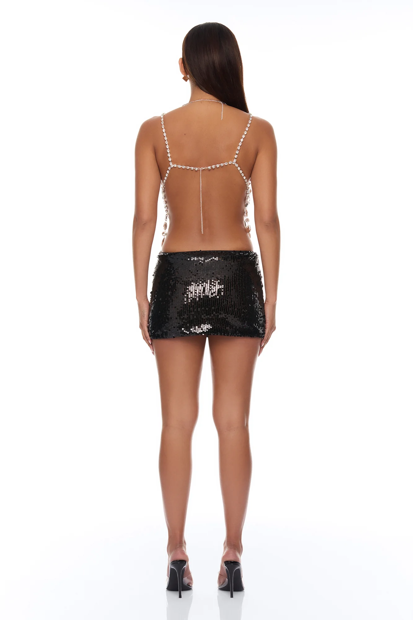 Can't Outshine Me Rhinestone Top - Silver - Image 4