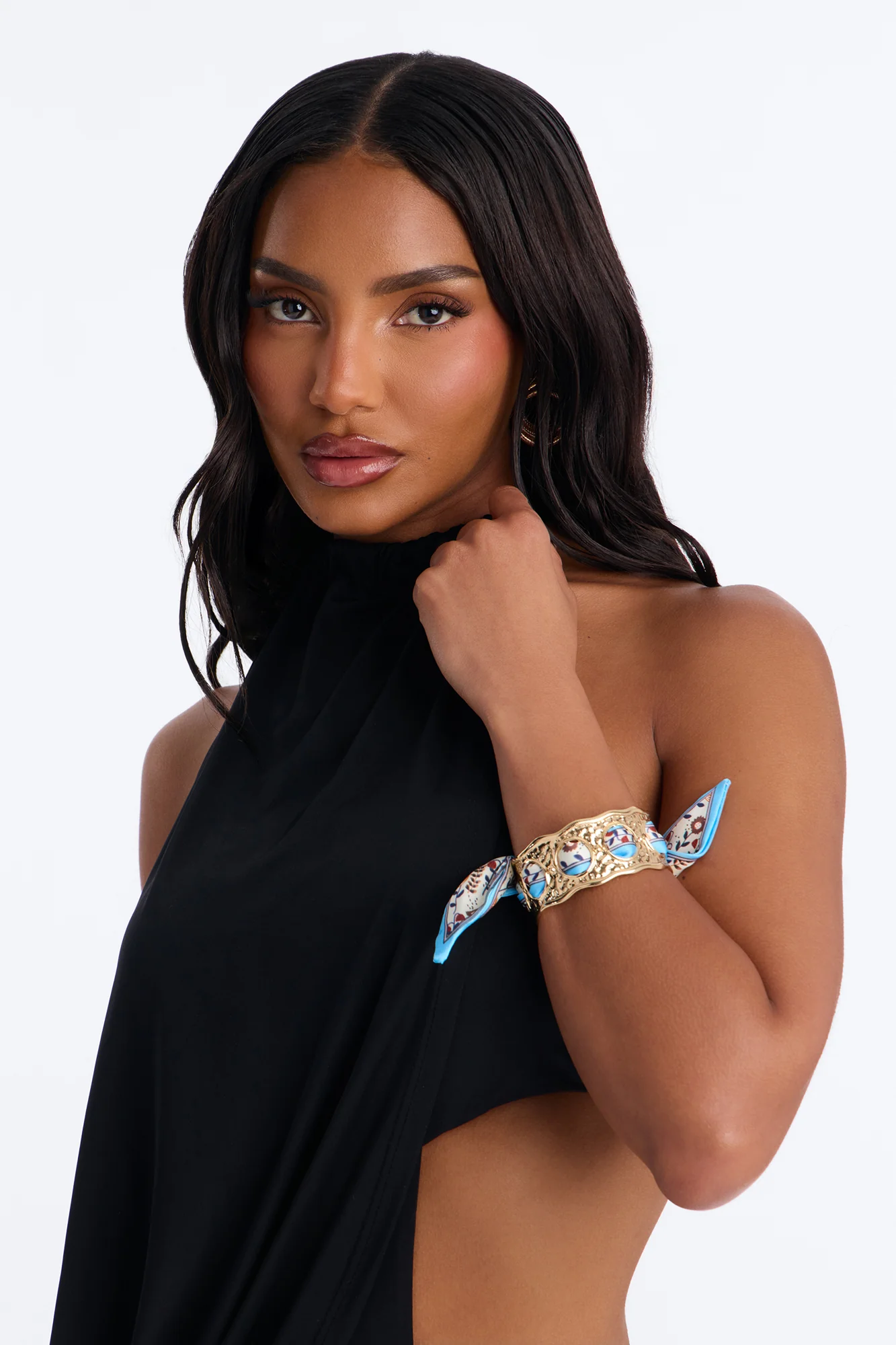Capri Cuff Bracelet - Gold/Blue - Image 2