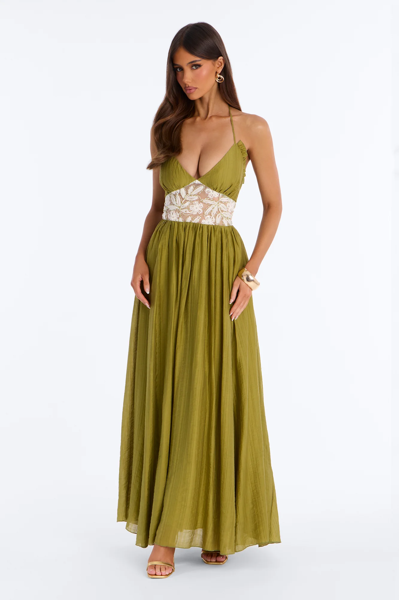 Capri Kiss Halter Maxi Dress - Sage