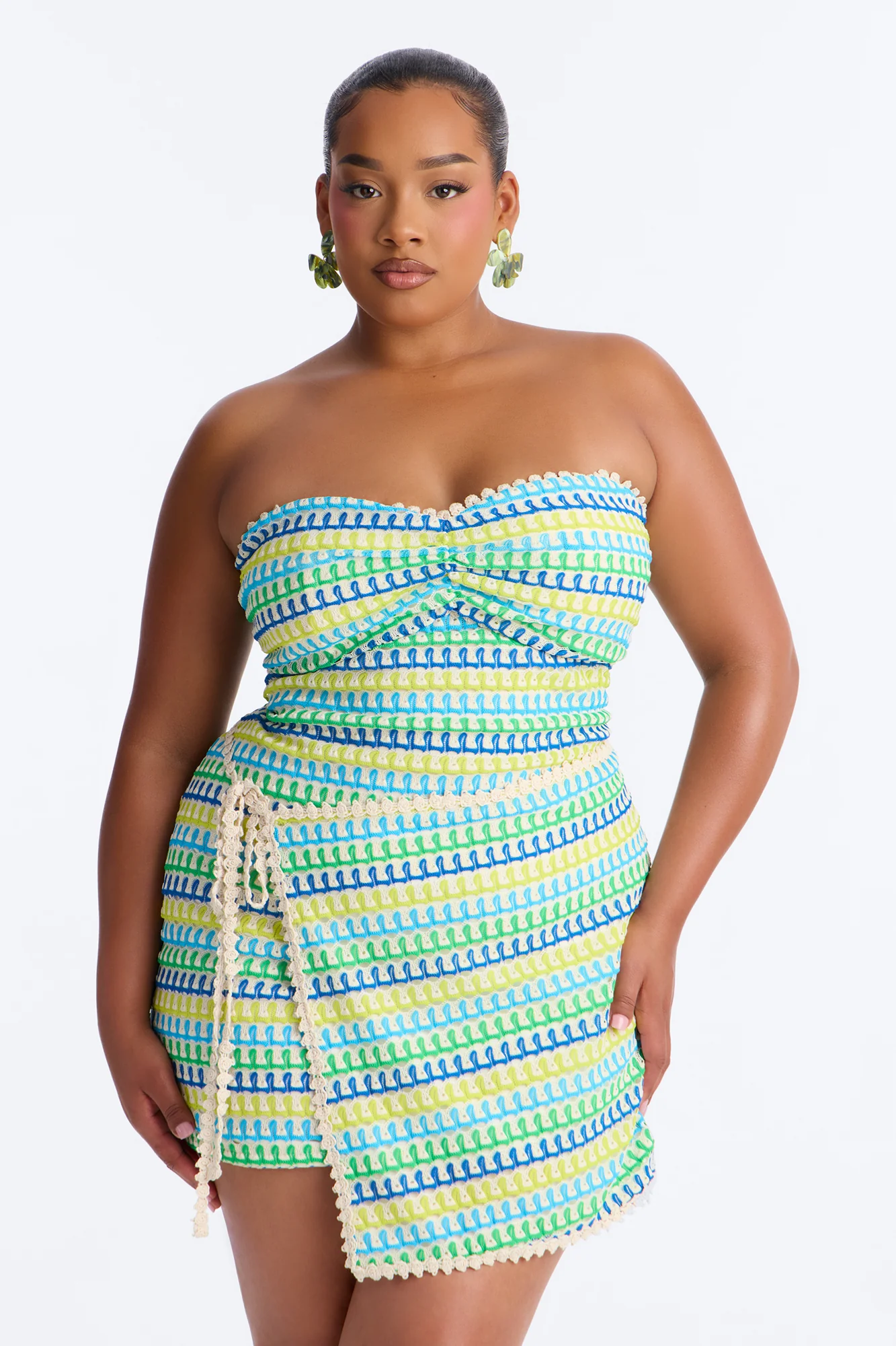 Capri Strapless Crochet Mini Dress - Blue/combo - Image 6