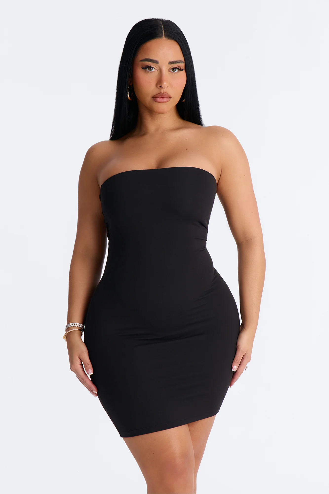 Capri Strapless Double Lined Mini Dress - Black - Image 2