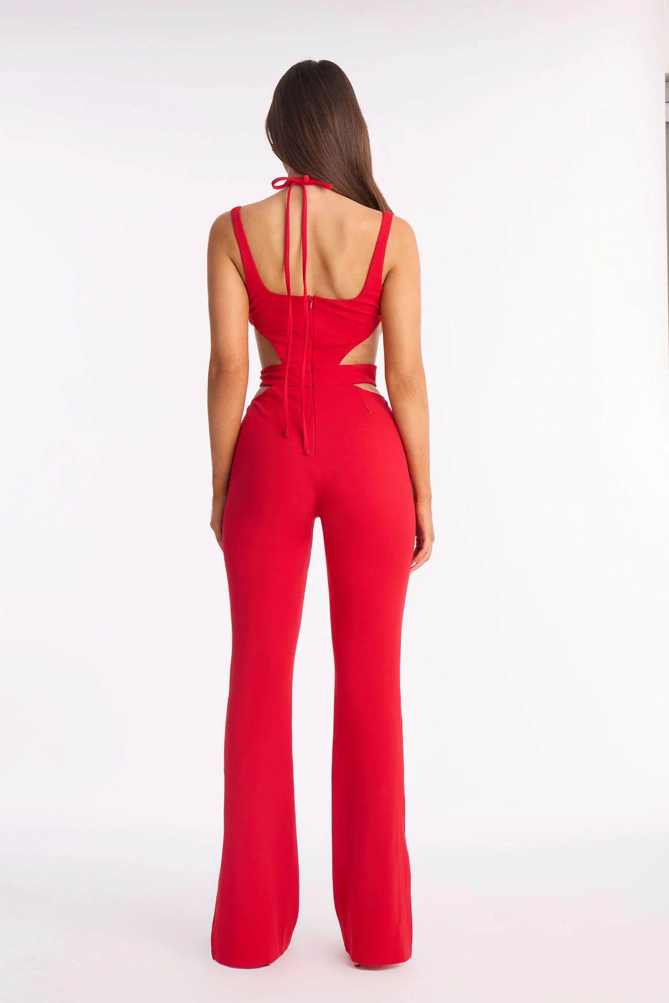 Cari Cut Out Flare Leg Jumpsuit - Red - Image 4