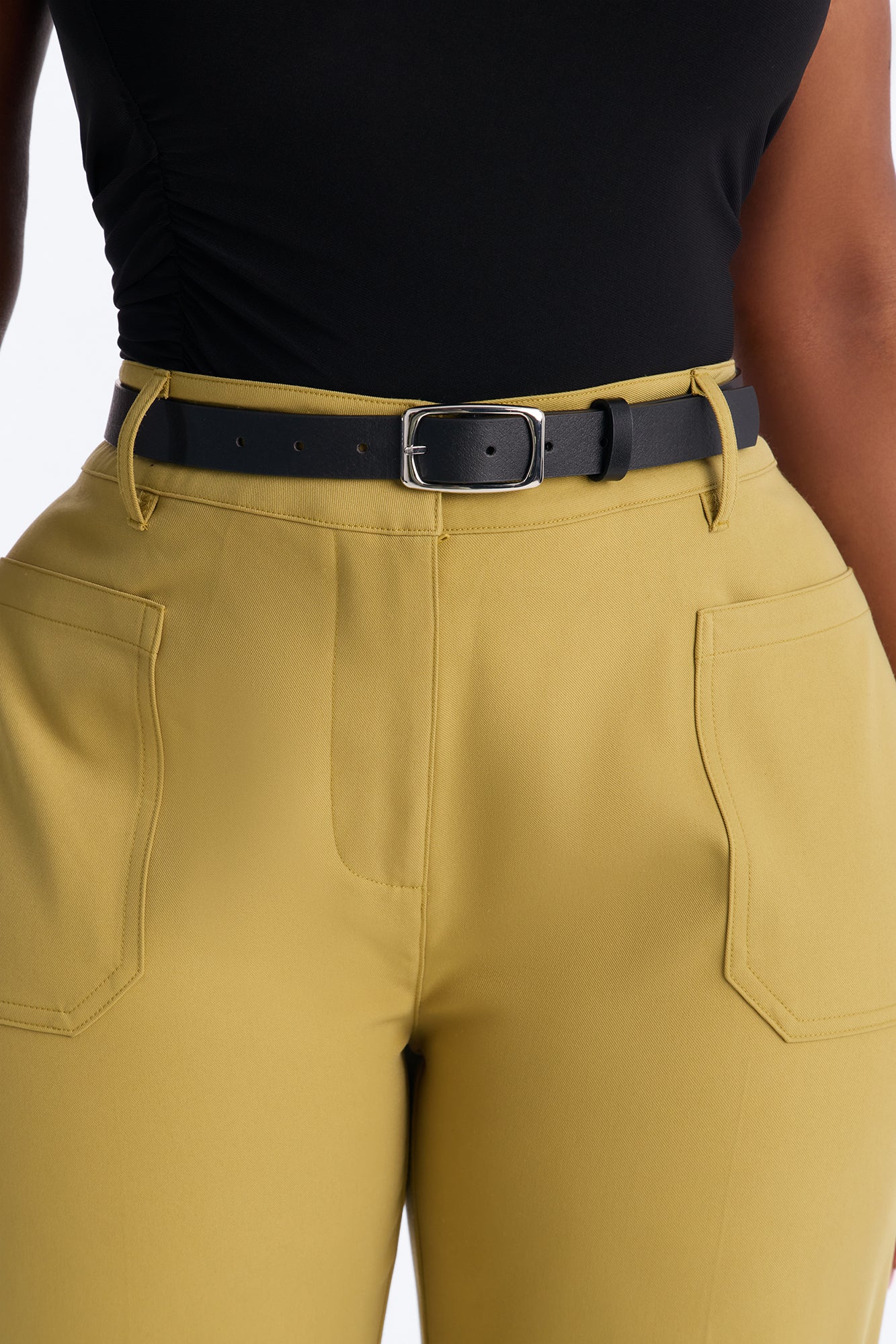 Caris Straight Leg Belted Trouser - Chartreuse - Image 6