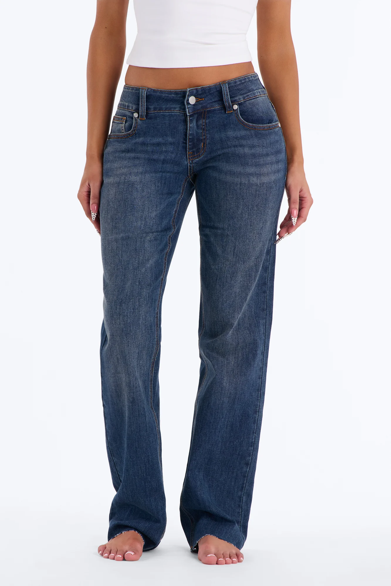 Carlisle Low Rise Straight Leg Jeans - Dark Wash - Image 2