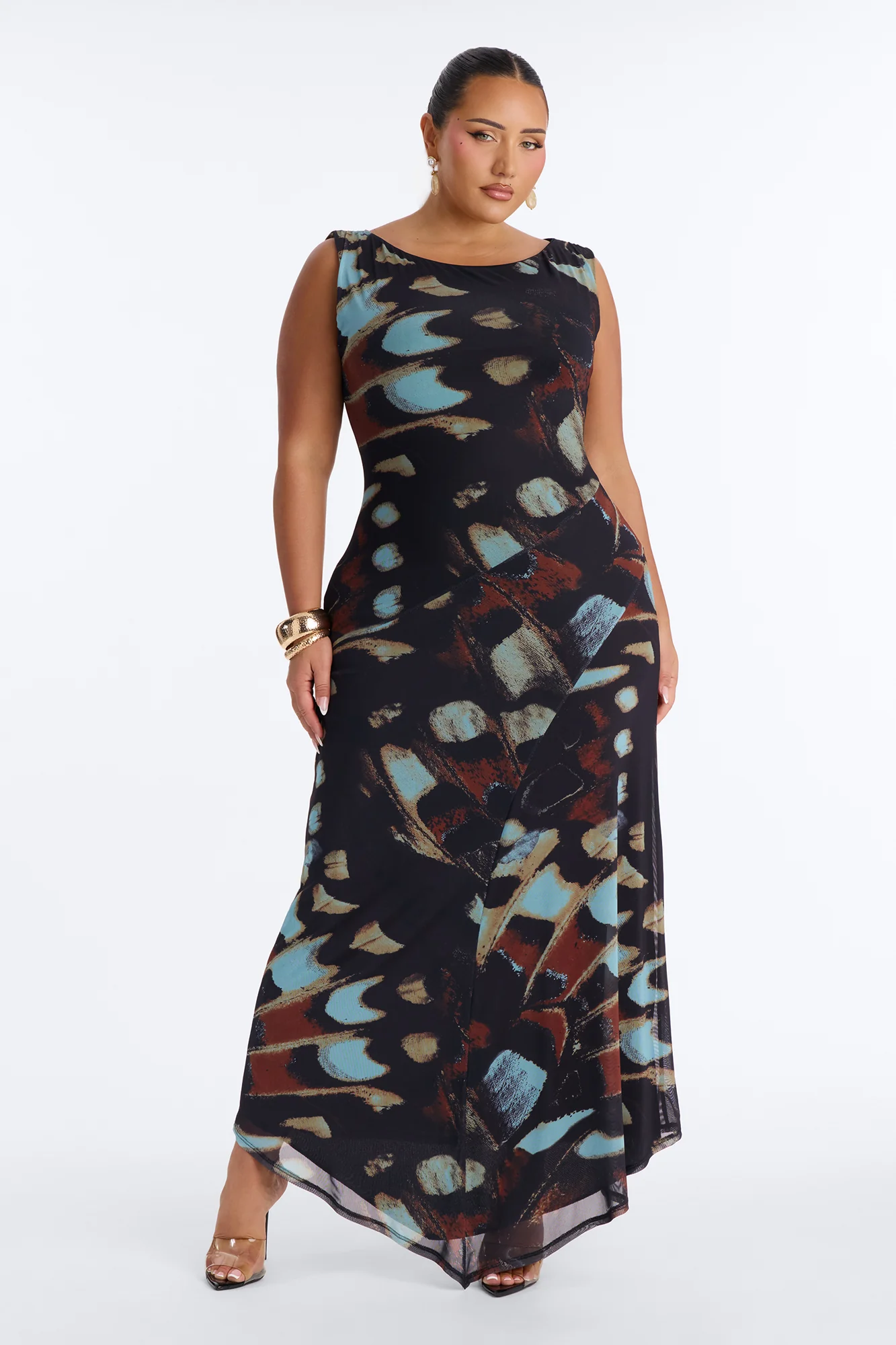 Carmen Off Shoulder Mesh Maxi Dress - Black/combo - Image 4