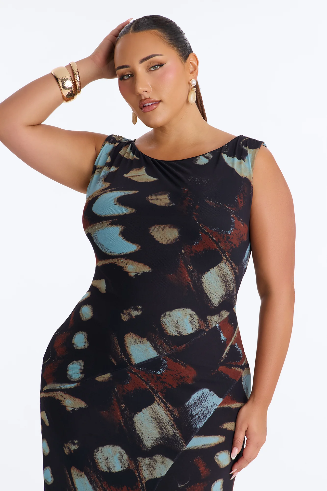Carmen Off Shoulder Mesh Maxi Dress - Black/combo - Image 5