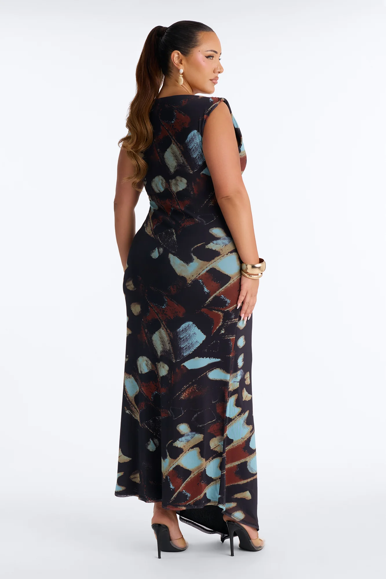 Carmen Off Shoulder Mesh Maxi Dress - Black/combo - Image 6