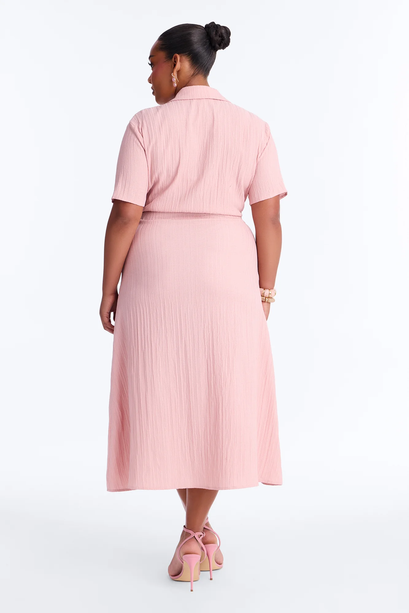 Carmen Ruched Shirt Midi Dress - Mauve - Image 7