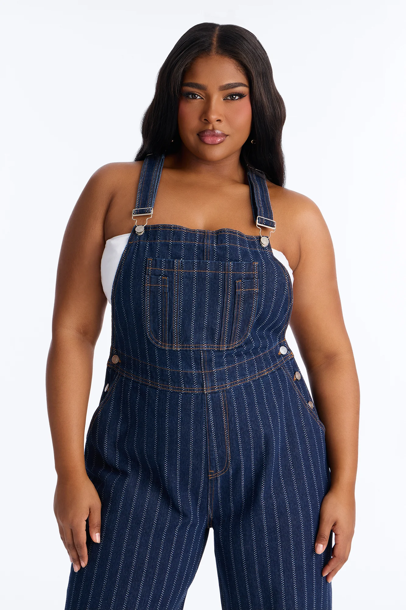 Carnaby Street Cuffed Baggy Denim Overalls - Dark Wash - Image 6
