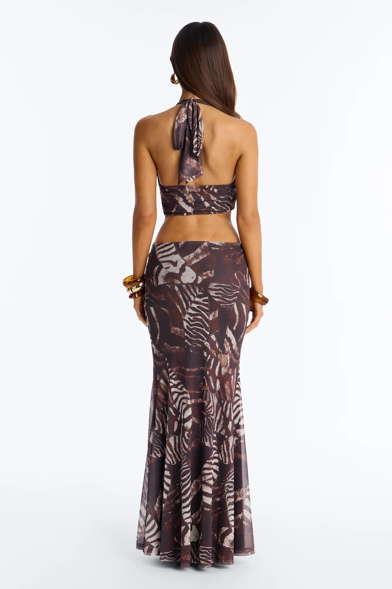 Carolina Animal Mesh Maxi Dress - Brown/combo - Image 5
