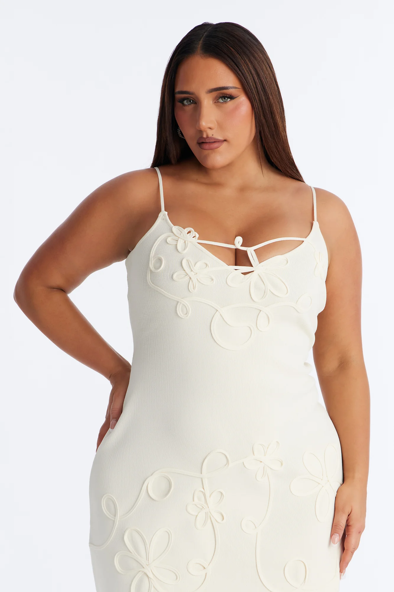 Carolina Floral Sweater Mini Dress - Cream - Image 6
