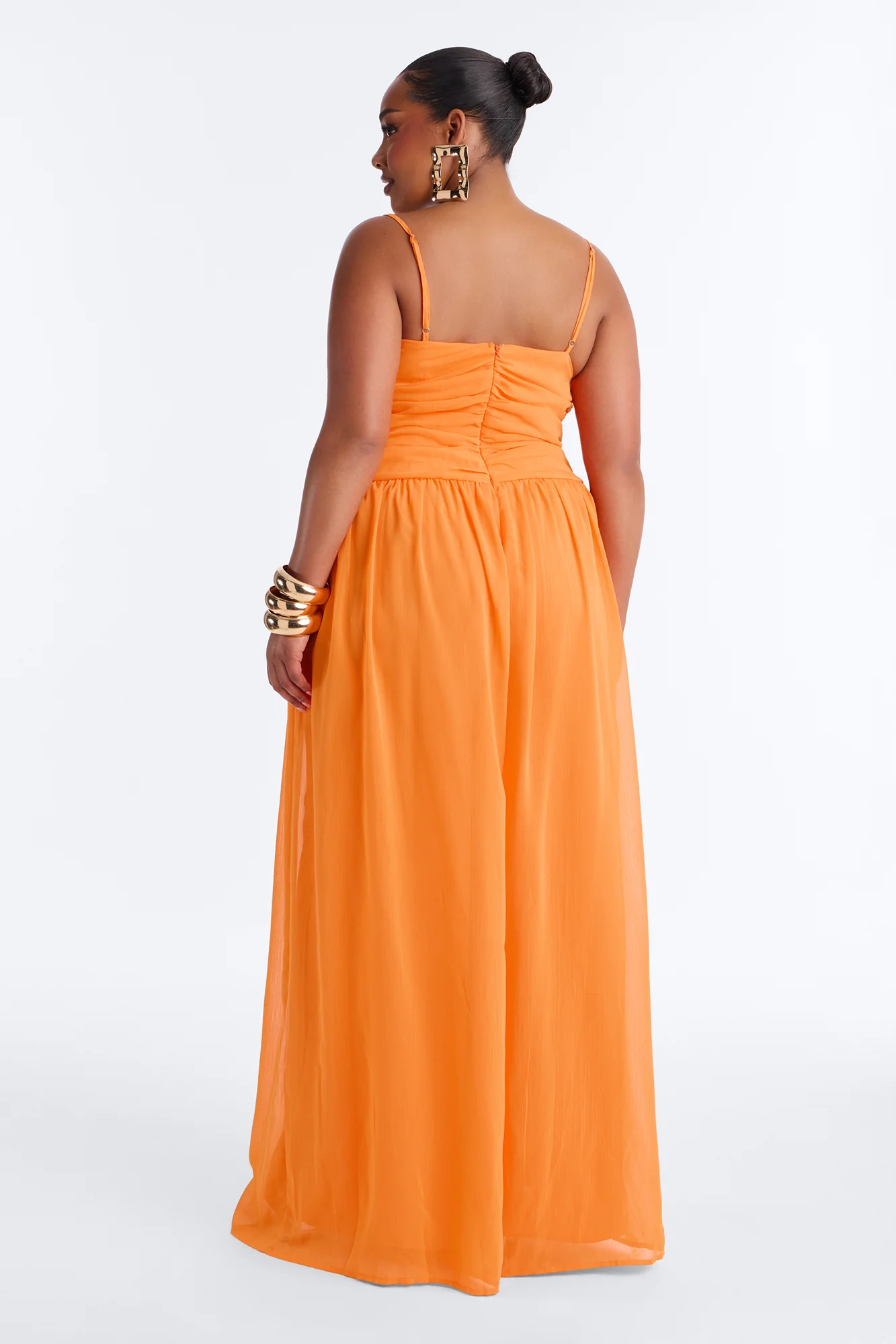 Caroline Chiffon Wide Leg Jumpsuit - Orange - Image 6