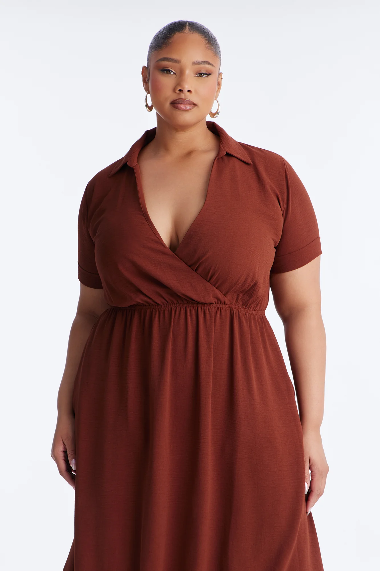 Caroline Cinched Midi Dress - Chocolate - Image 6