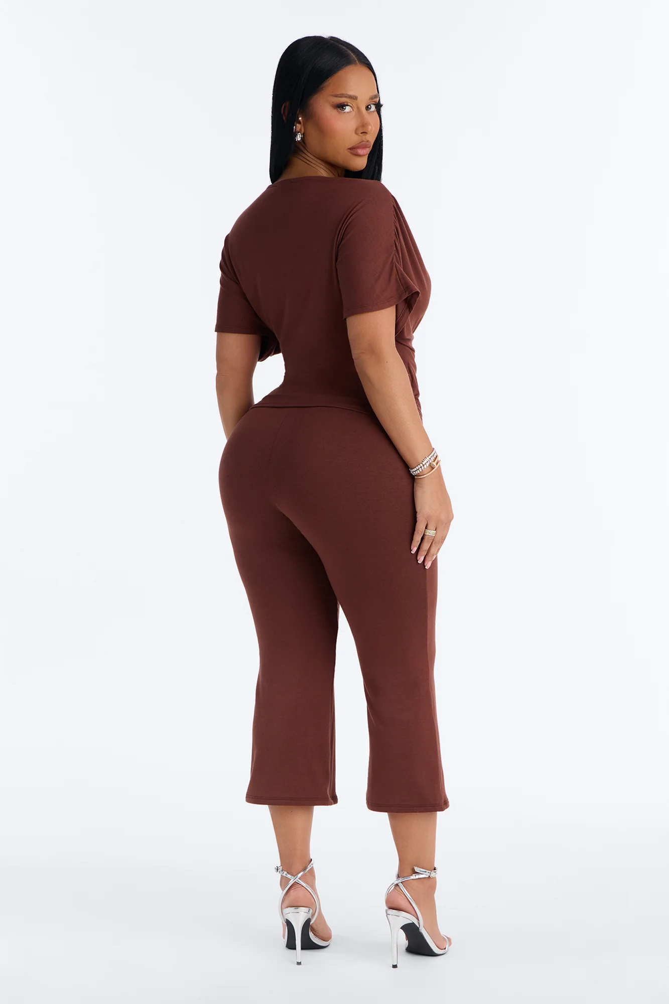Carrie Cinched Capri Set - Brown - Image 4
