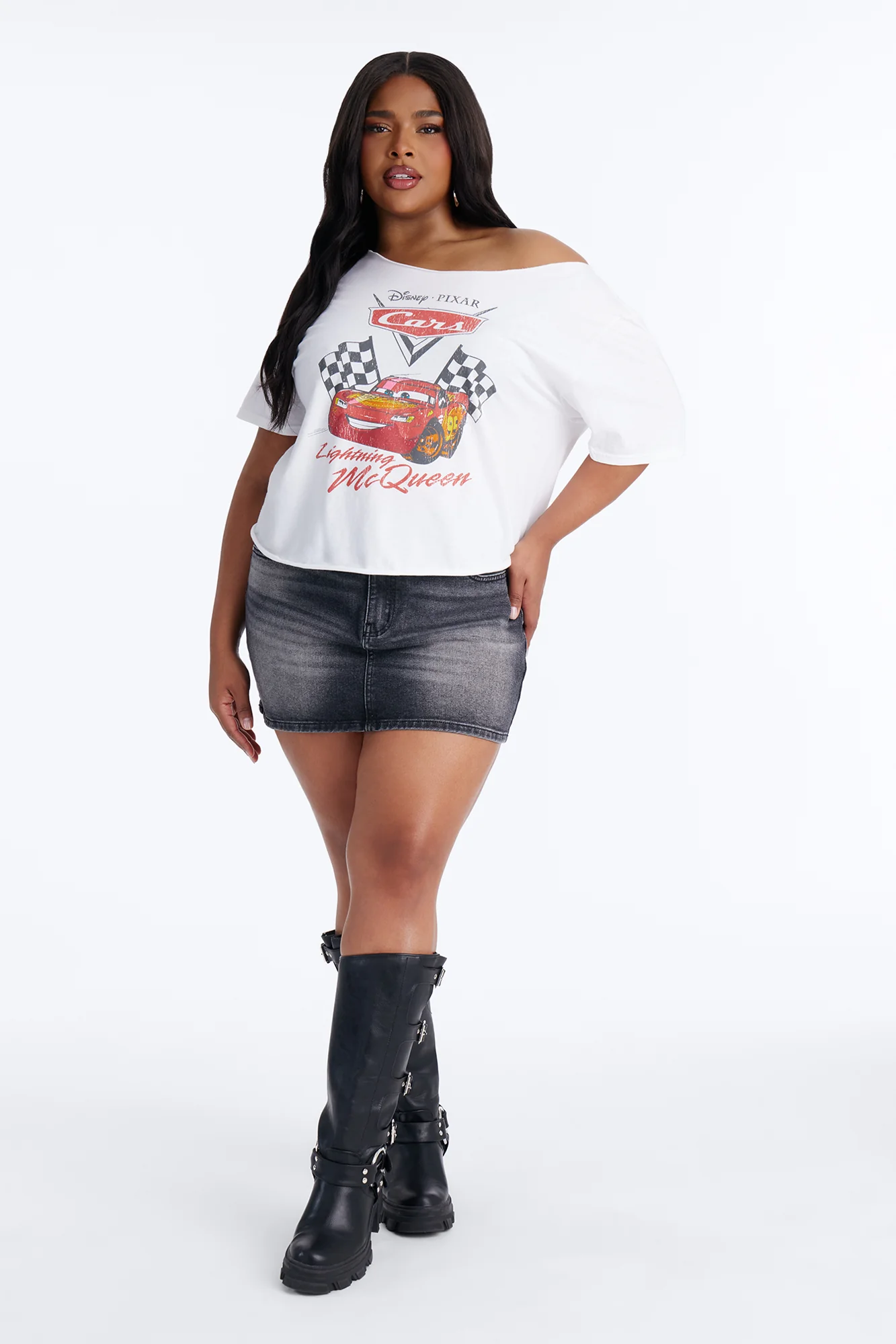 Cars Lightening Off Shoulder Tee - White - Image 6