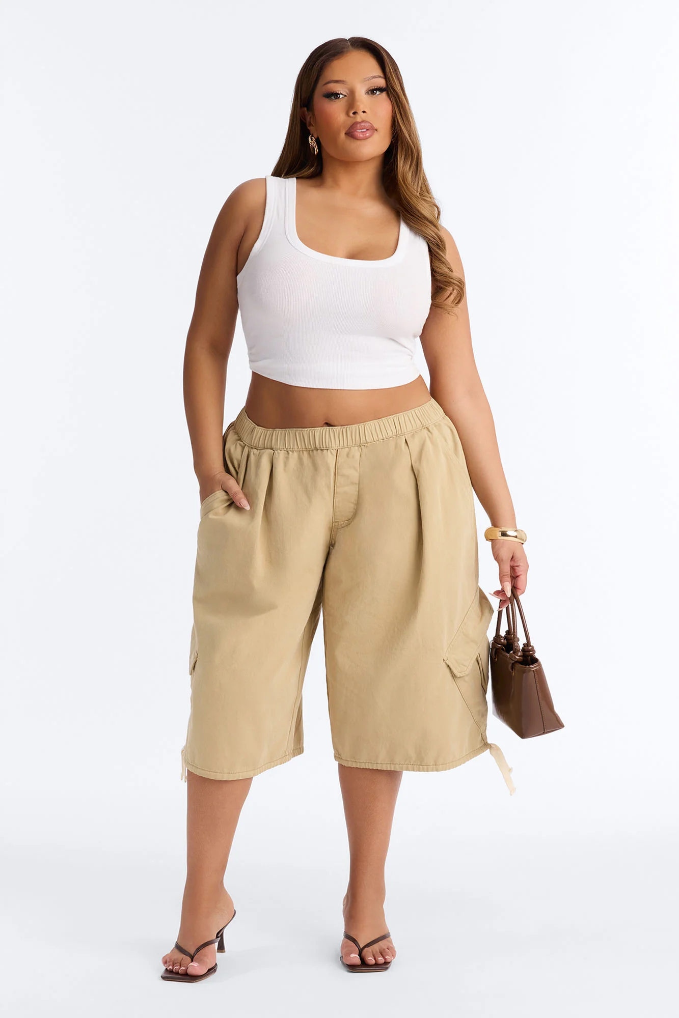 Carter Twill Cargo Bubble Hem Bermuda Short - Khaki - Image 5