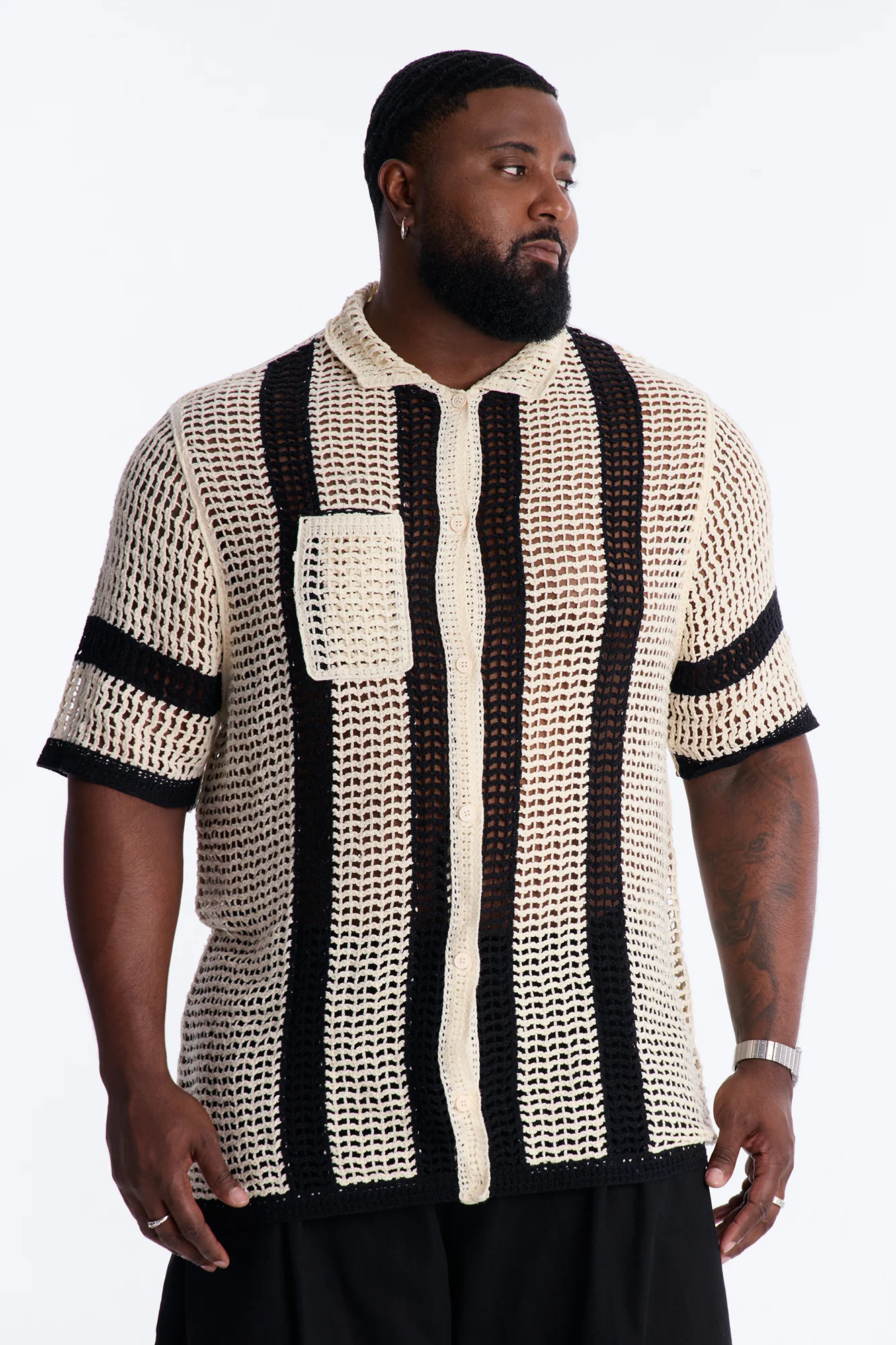 Casa Del Sol Crochet Button Up Shirt - Cream - Image 5