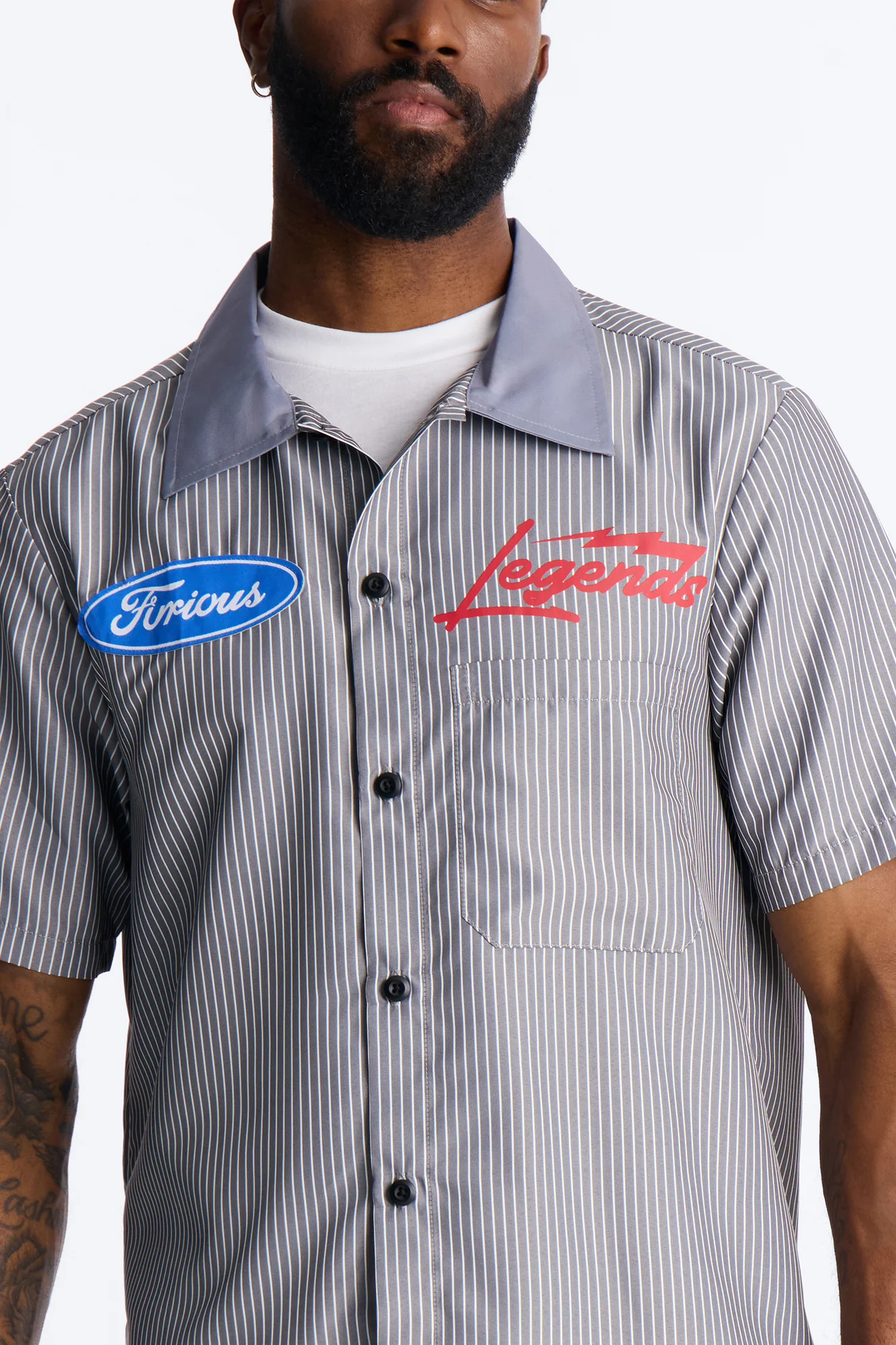 Cash Only Striped Button Up Shirt - Black - Image 3