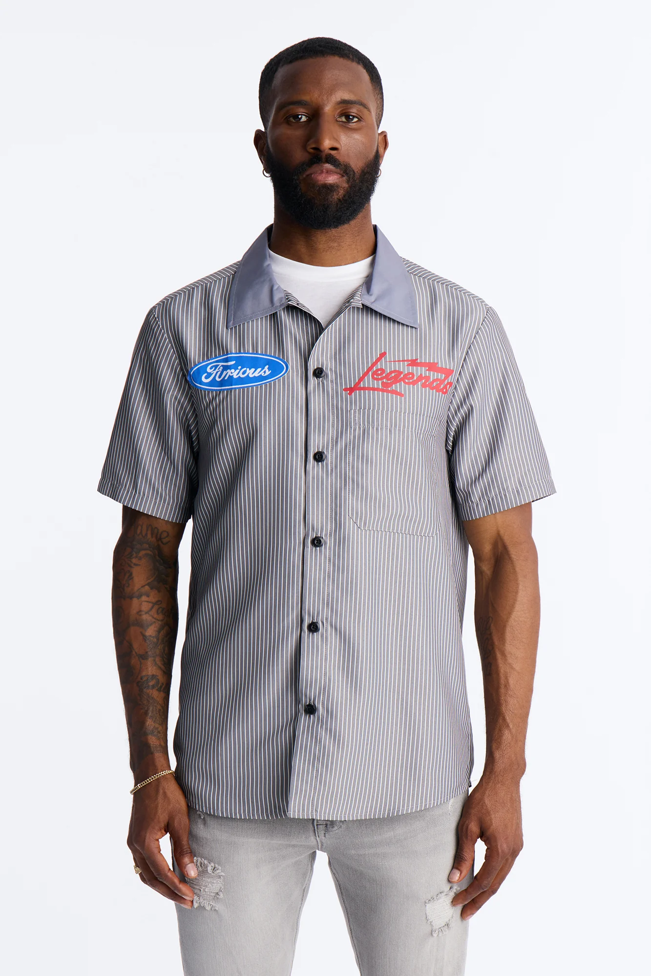 Cash Only Striped Button Up Shirt - Black - Image 4