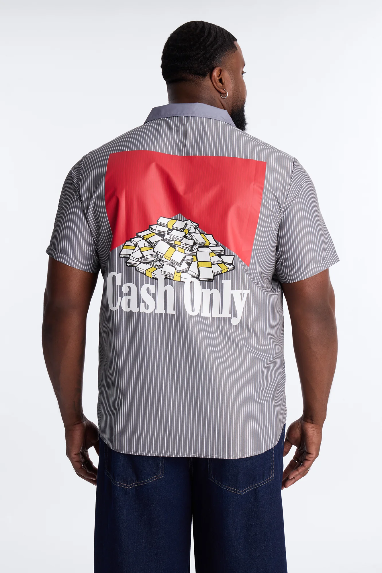 Cash Only Striped Button Up Shirt - Black - Image 5