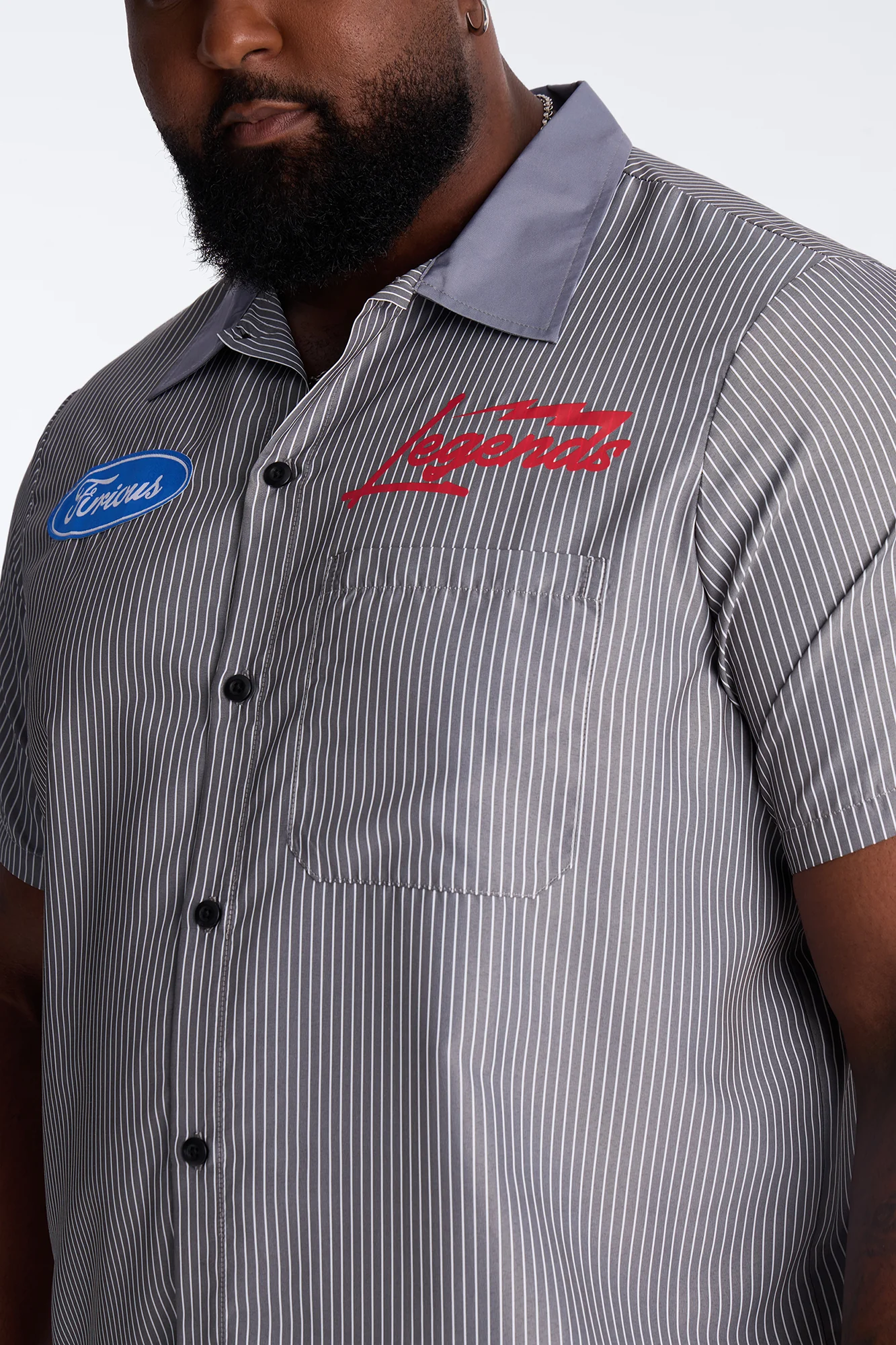 Cash Only Striped Button Up Shirt - Black - Image 7