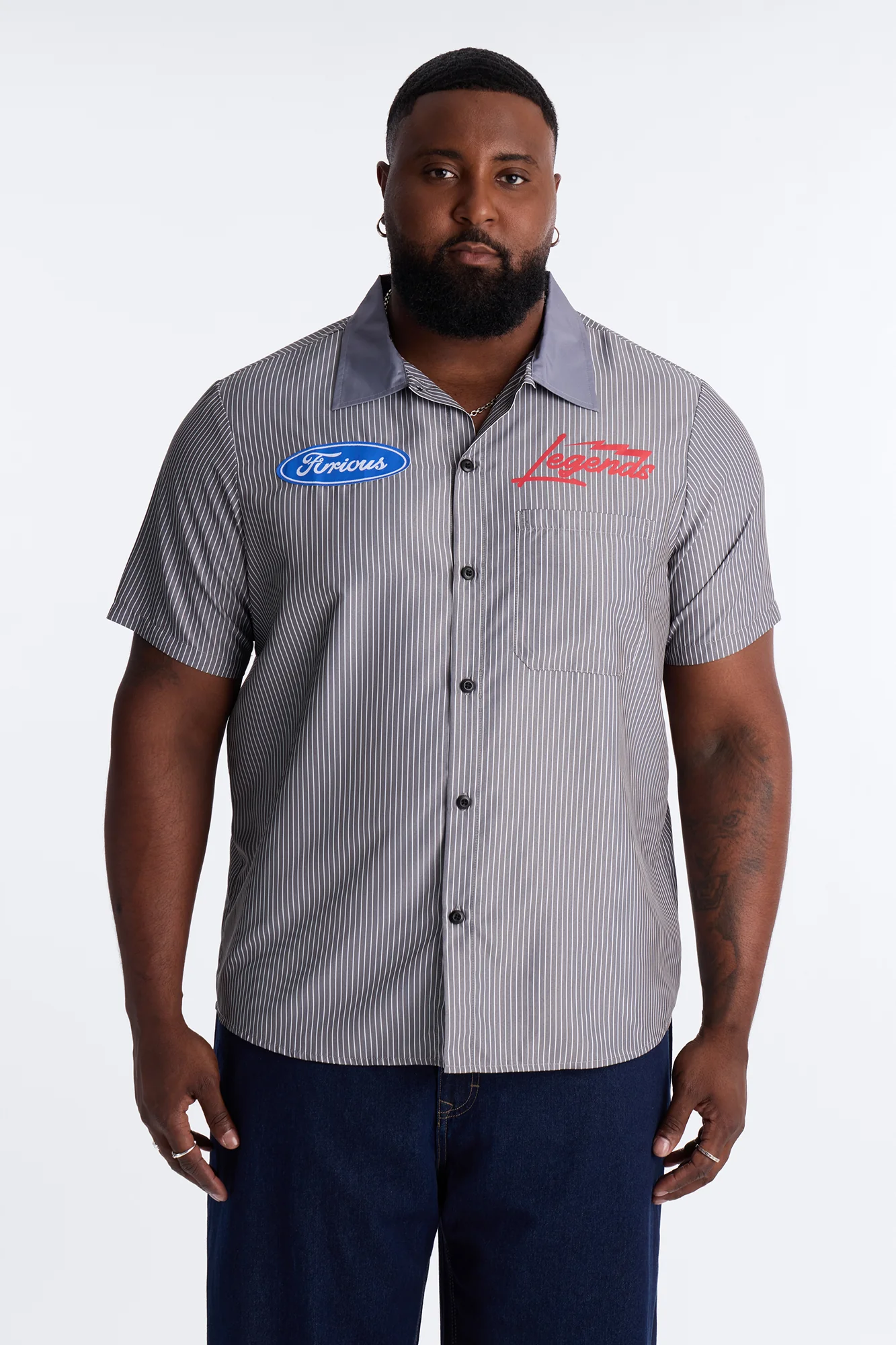 Cash Only Striped Button Up Shirt - Black - Image 8