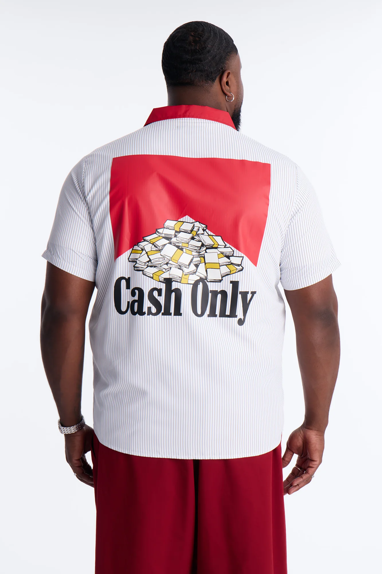 Cash Only Striped Button Up Shirt - White - Image 8