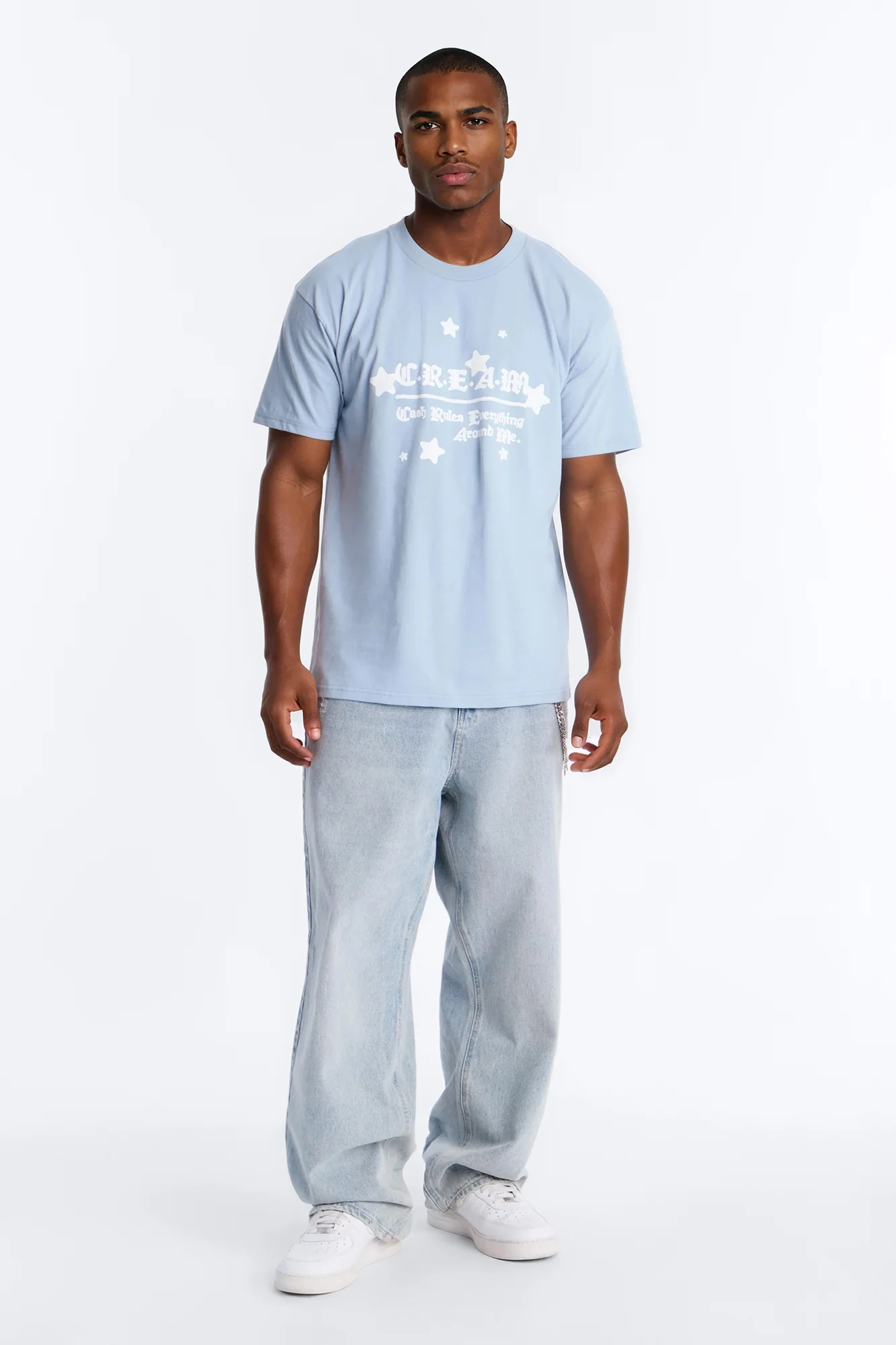 Cash Rules Everything Around Oversized Short Sleeve Tee - Light Blue - Image 2