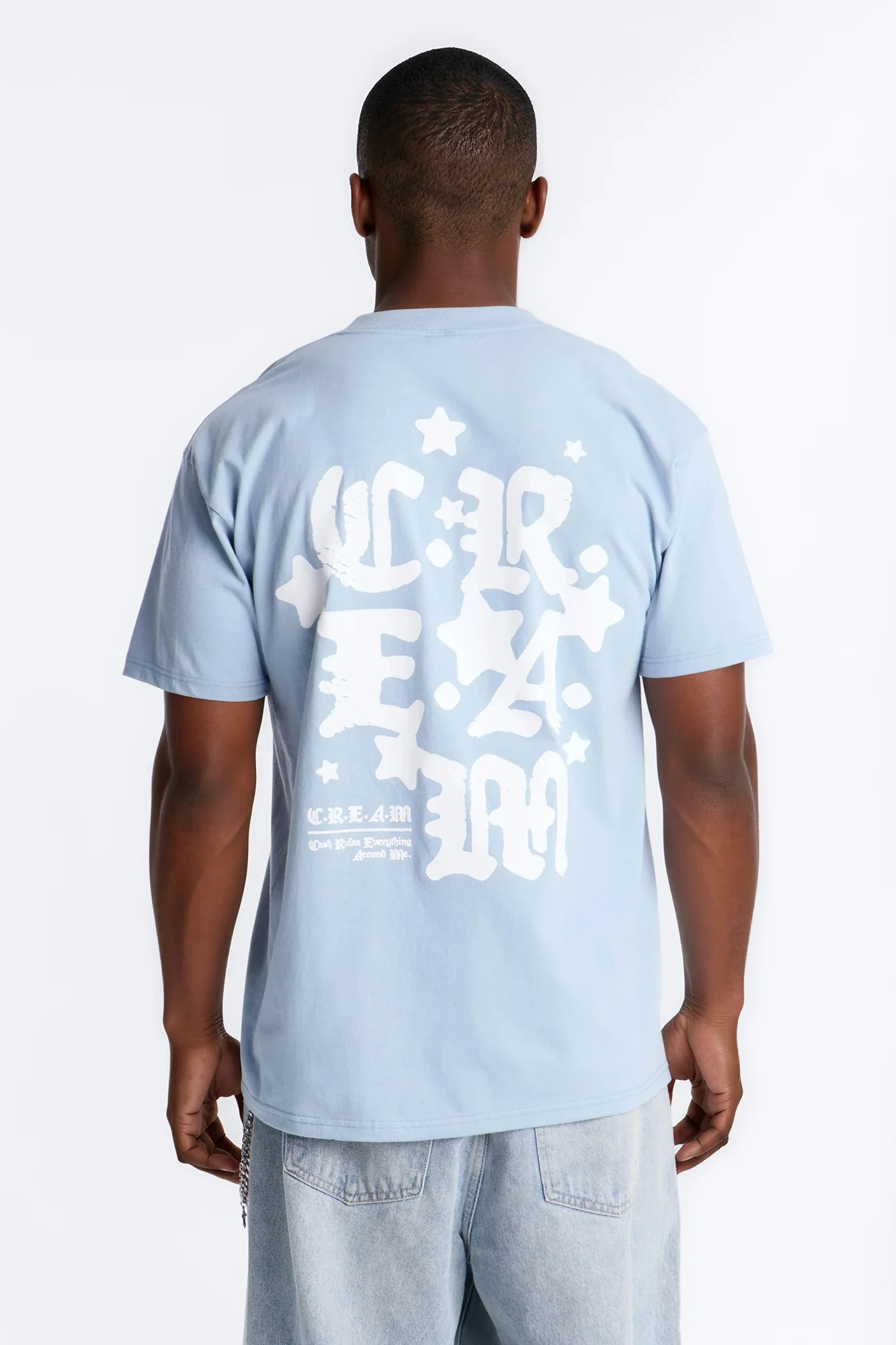 Cash Rules Everything Around Oversized Short Sleeve Tee - Light Blue - Image 4